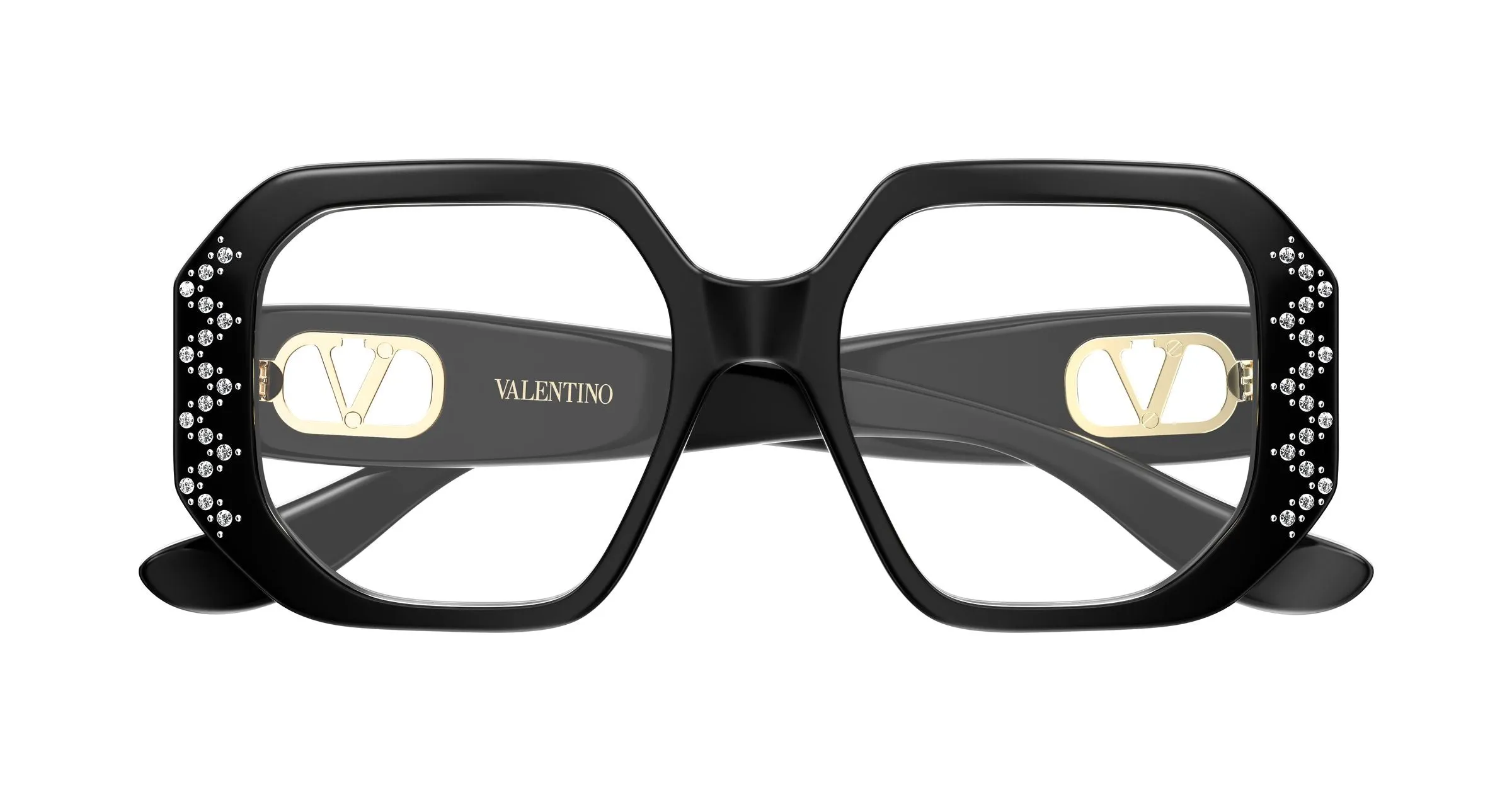 Valentino VG0003O 004 Montature da vista Acetato Nero Trasparente Geometrica - immagine 2