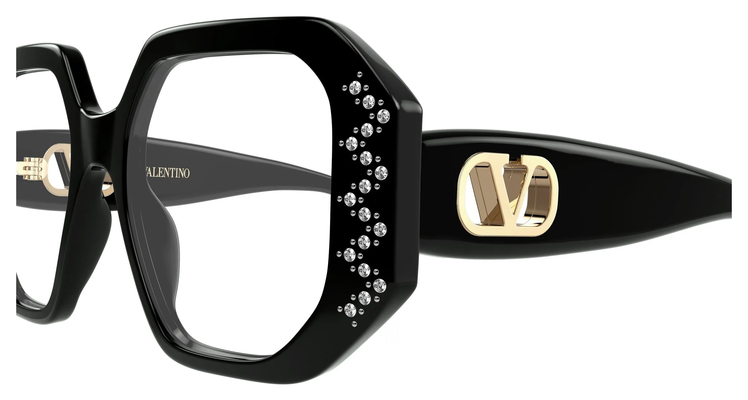 Valentino VG0003O 004 Montature da vista Acetato Nero Trasparente Geometrica - immagine 3