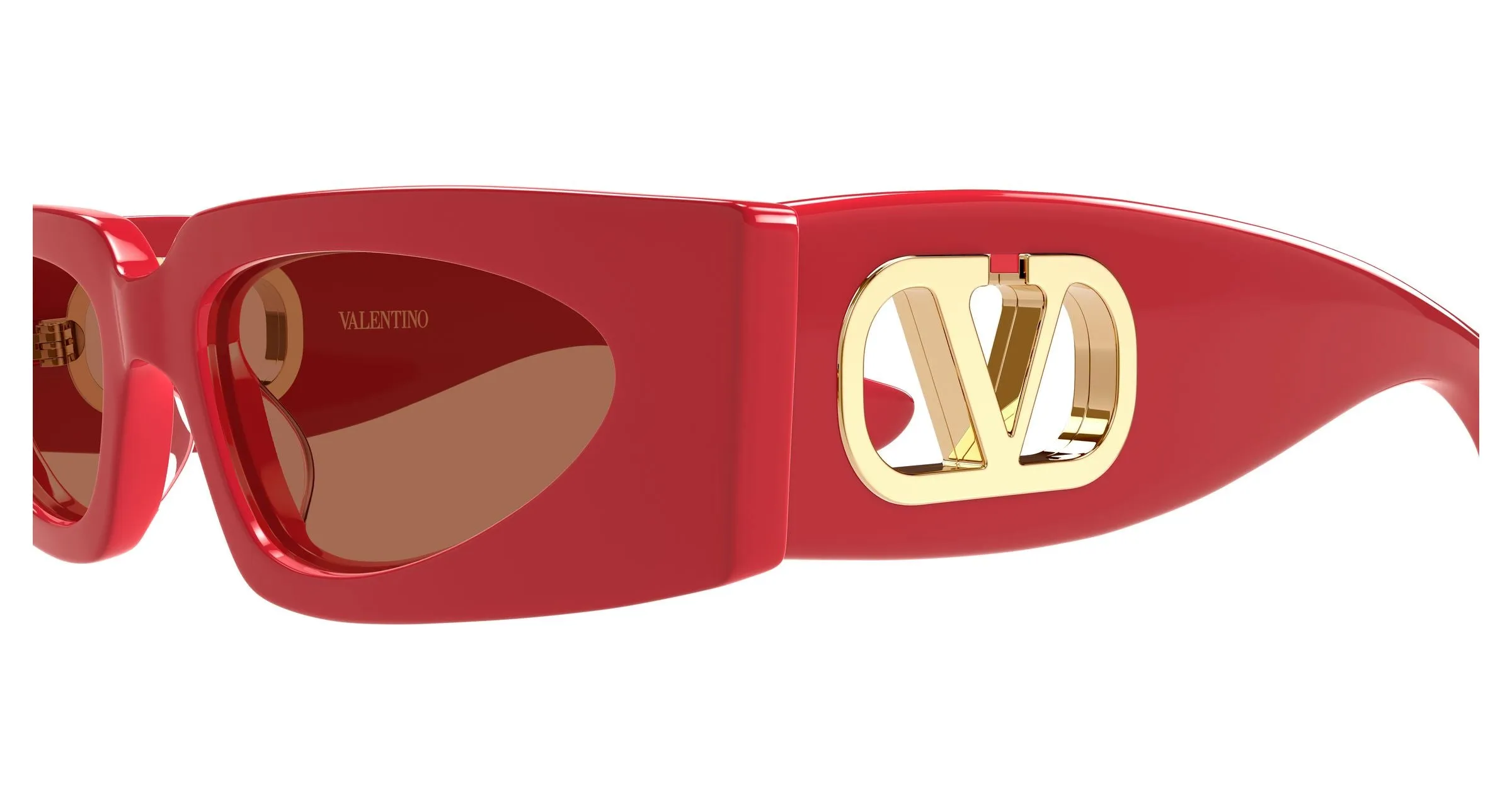 Valentino VG0001S 003 Occhiali da sole Acetato Rosso Marrone Squadrata - immagine 3