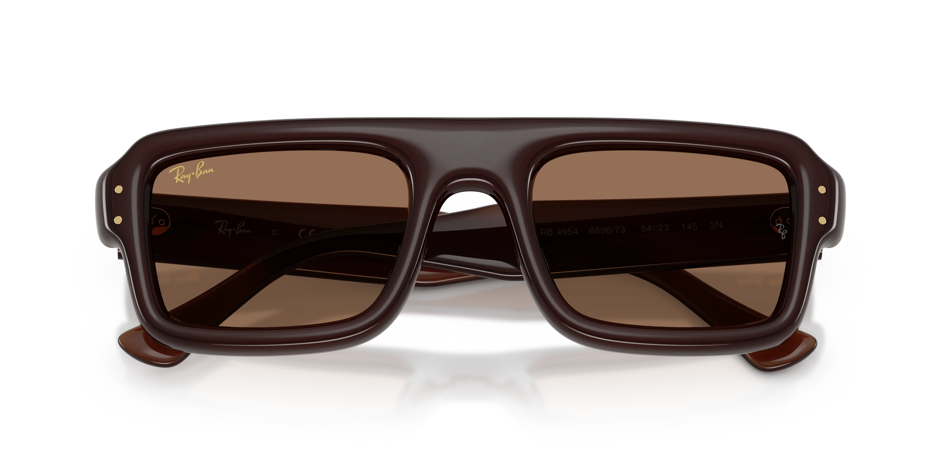 Ray - Ban RB4954 689673 Occhiali da sole Nylon Marrone Marrone Pilot Normale - immagine 2