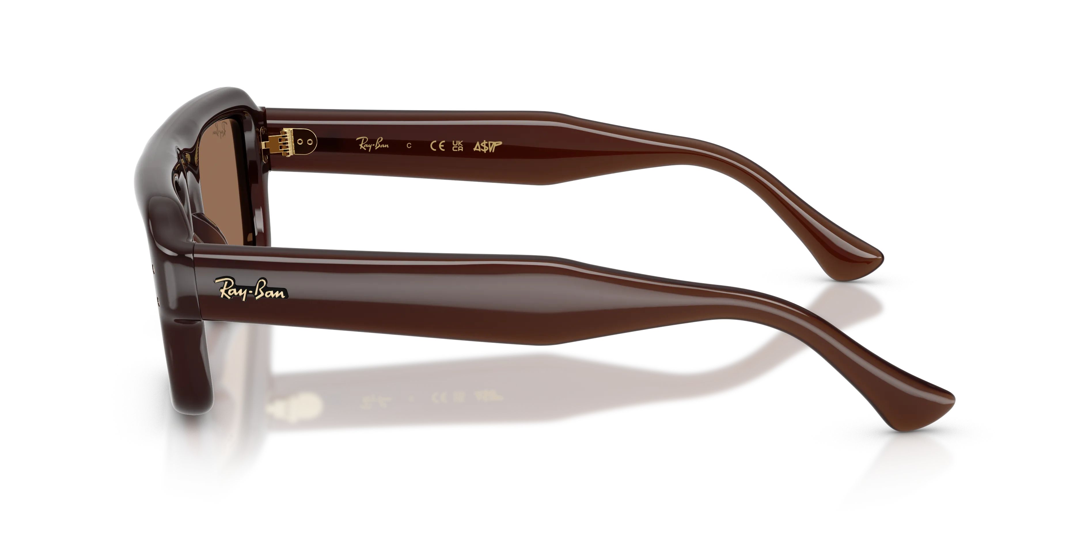 Ray - Ban RB4954 689673 Occhiali da sole Nylon Marrone Marrone Pilot Normale - immagine 4