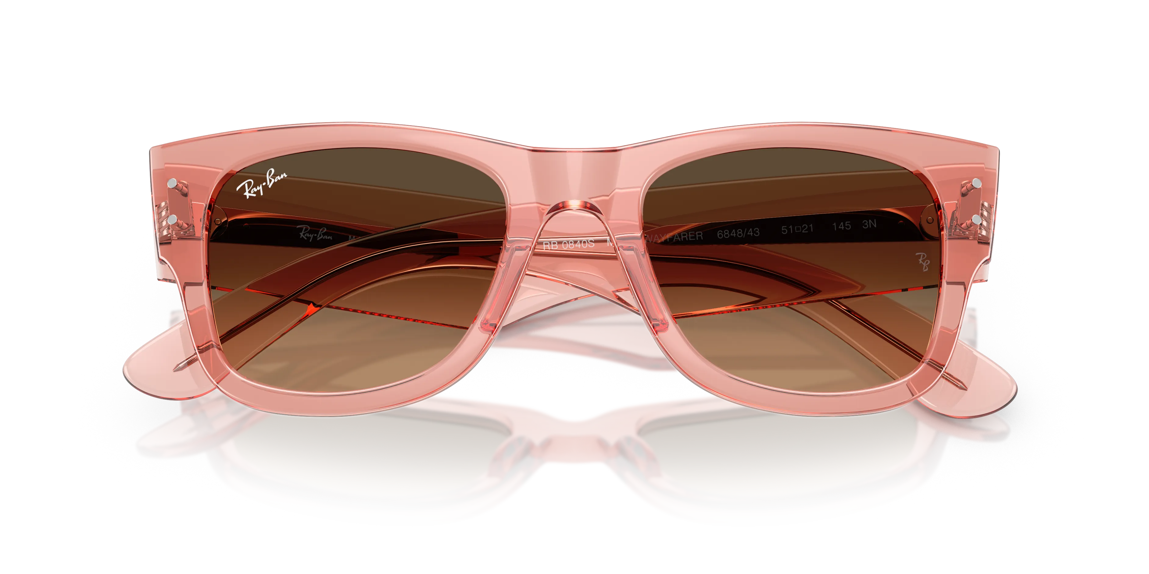 Ray - Ban RB0840S MEGA WAYFARER 684843 Occhiali da sole Acetato Rosa Squadrata Normale Sfumato - immagine 2