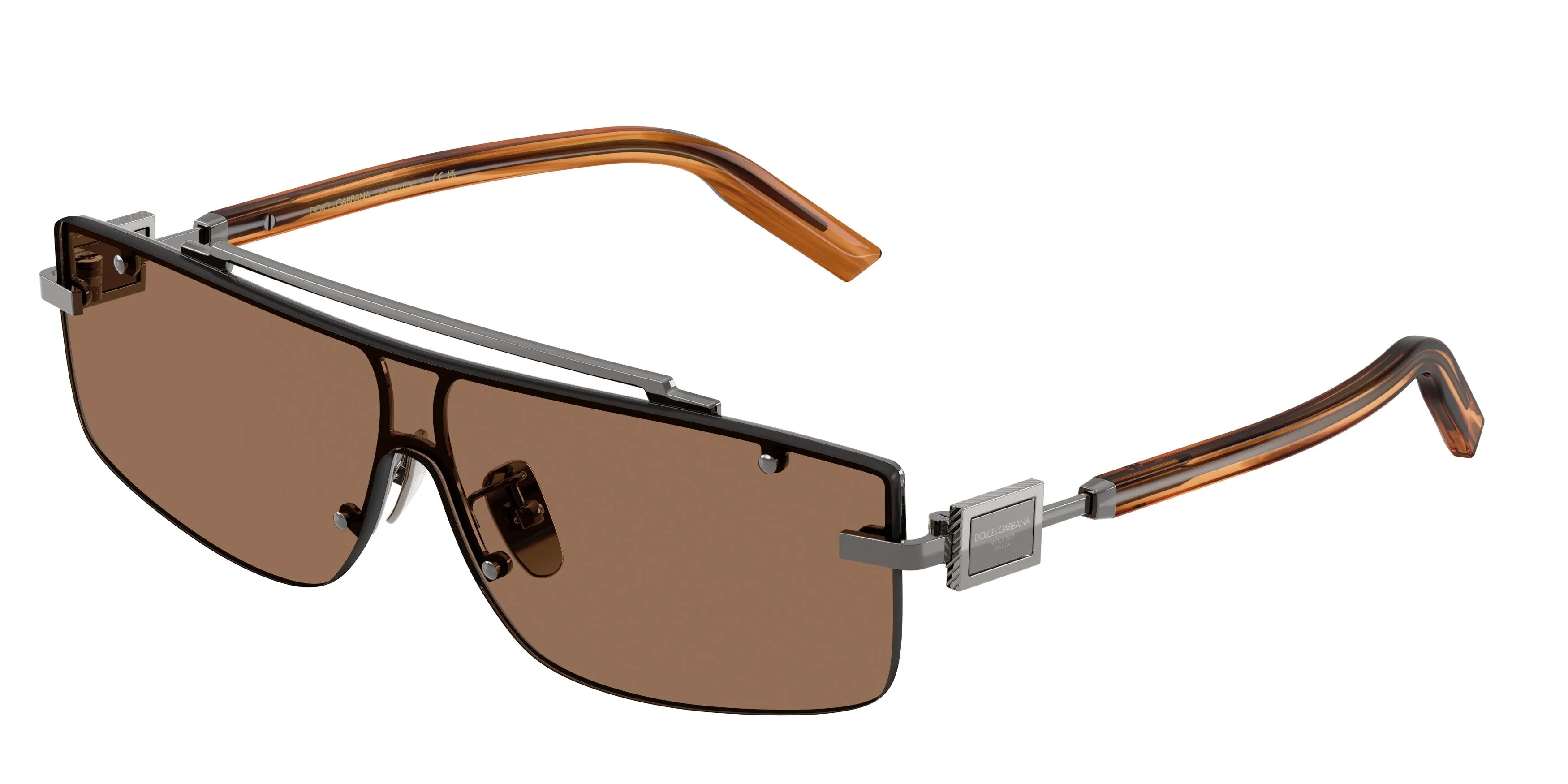 Dolce & Gabbana DG2335 133573 Occhiali da sole Metallo Marrone Marrone Squadrata Normale - immagine 1