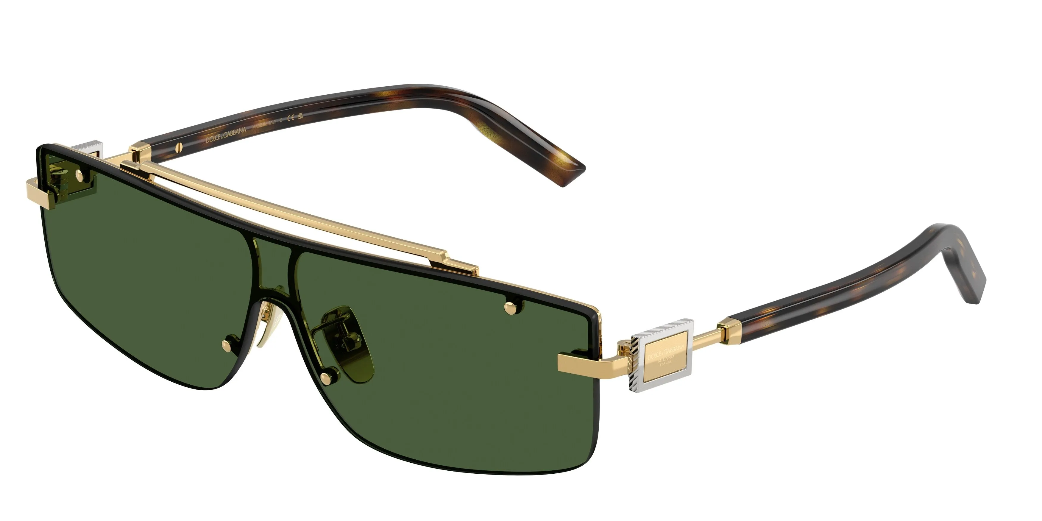 Dolce & Gabbana DG2335 02/71 Occhiali da sole Metallo Oro Verde Squadrata Normale - immagine 1