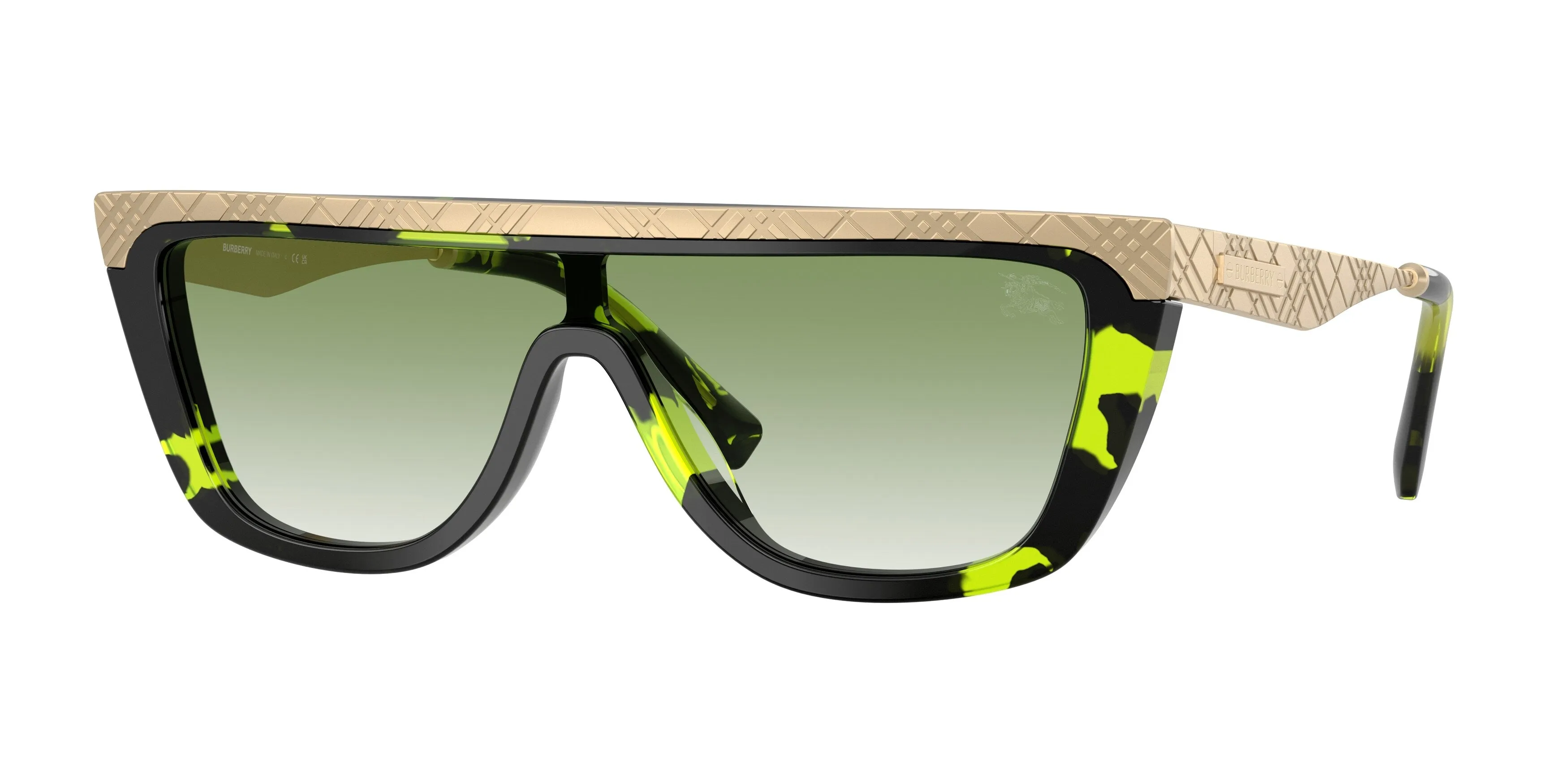 Burberry BE3174 13598E Occhiali da sole Metallo Verde Verde Squadrata Normale Sfumato - immagine 1