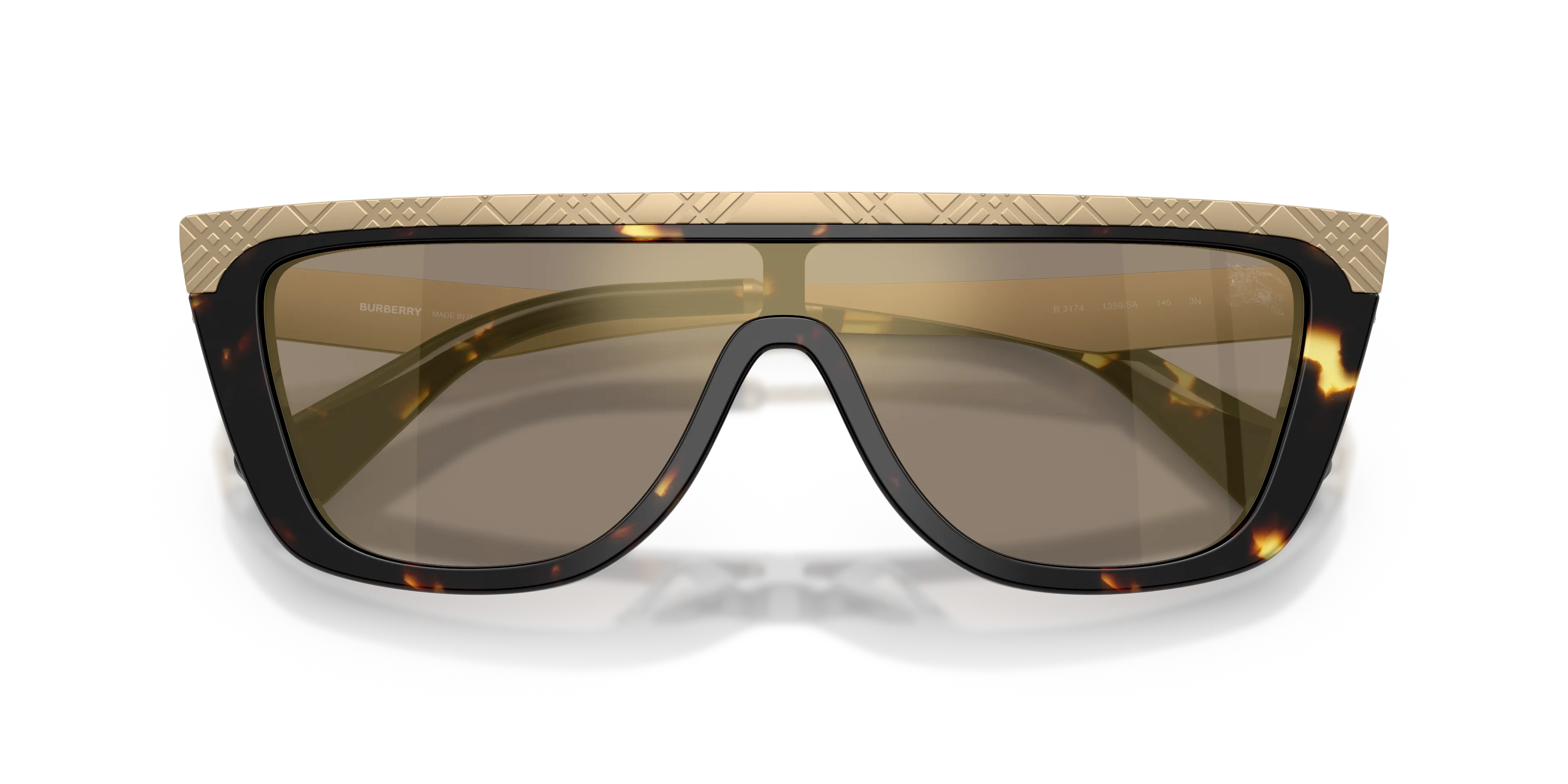 Burberry BE3174 13595A Occhiali da sole Metallo Tartaruga Marrone Squadrata Specchiate - immagine 2