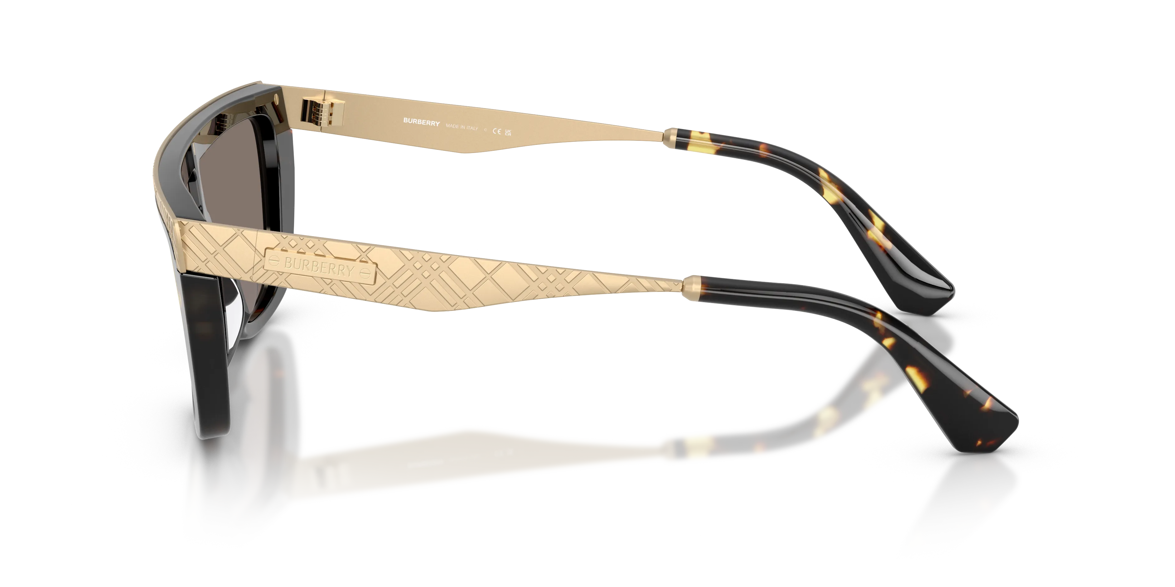 Burberry BE3174 13595A Occhiali da sole Metallo Tartaruga Marrone Squadrata Specchiate - immagine 4
