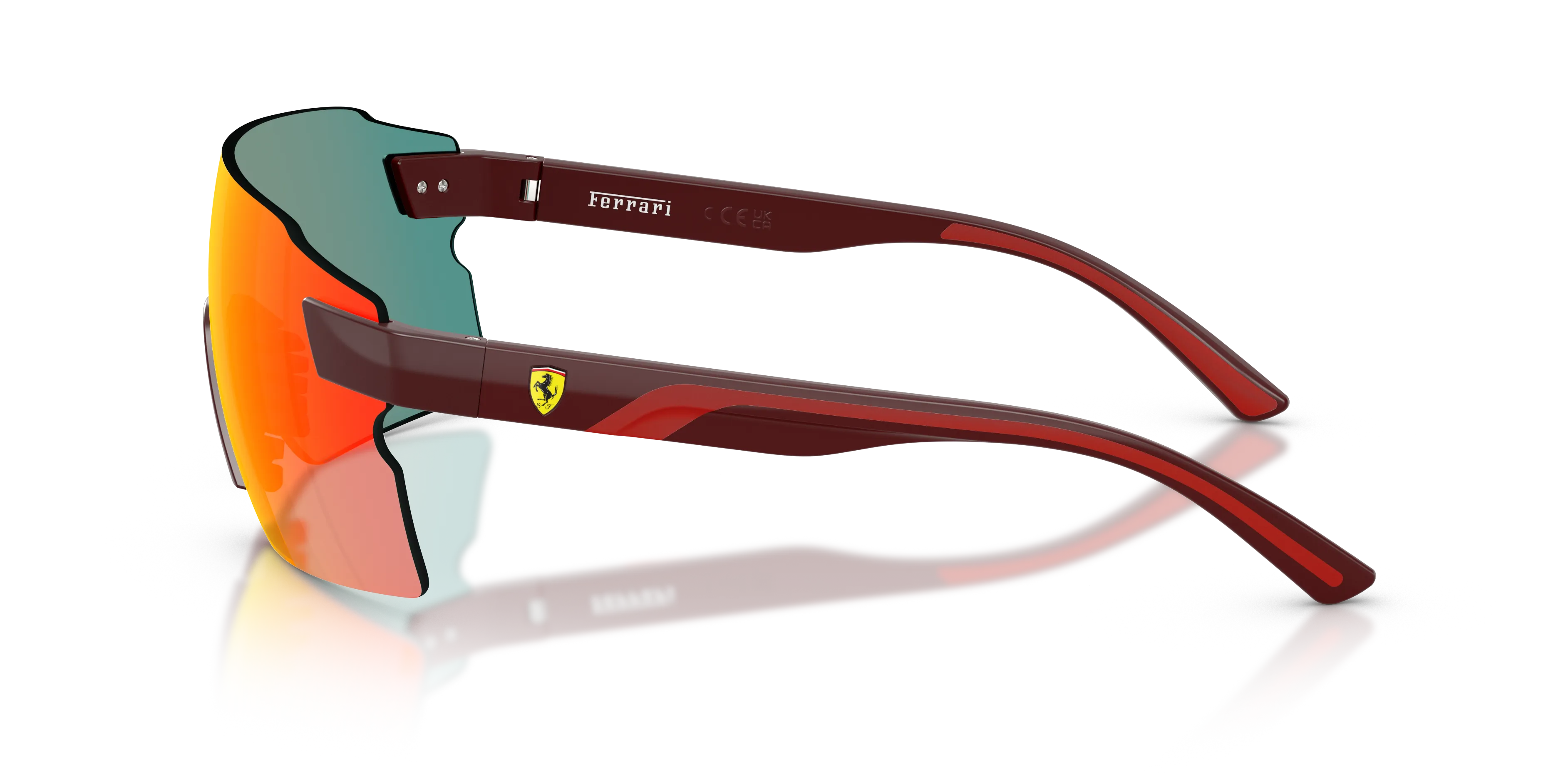 Ferrari Scuderia FZ6024U 530/M5 Occhiali da sole Iniettato Bordeaux Giallo Squadrata Specchiate - immagine 4