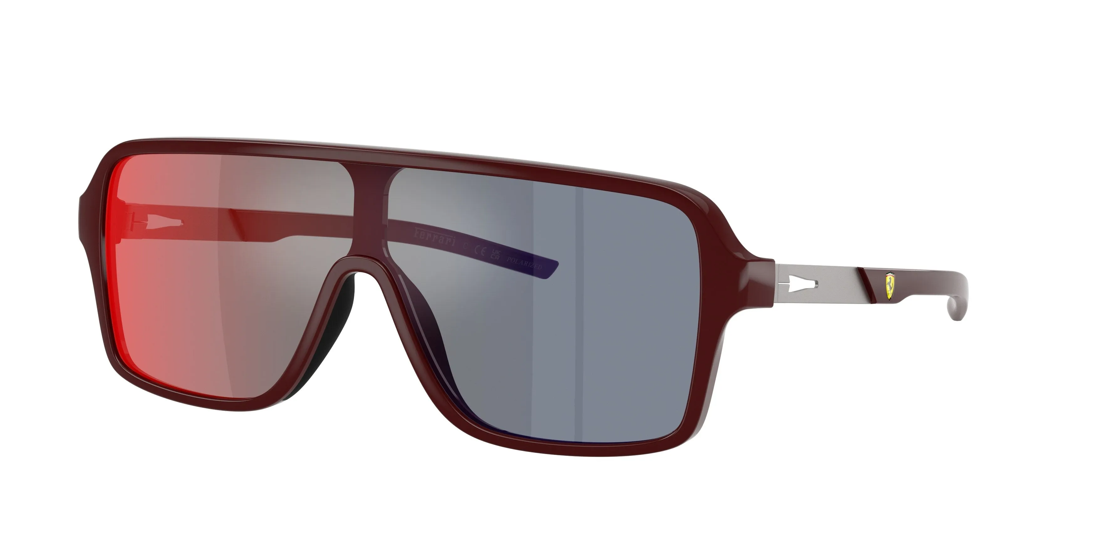 Ferrari Scuderia FZ6022U 525/M5 Occhiali da sole Iniettato Bordeaux Giallo Squadrata Polarizzata - immagine 1