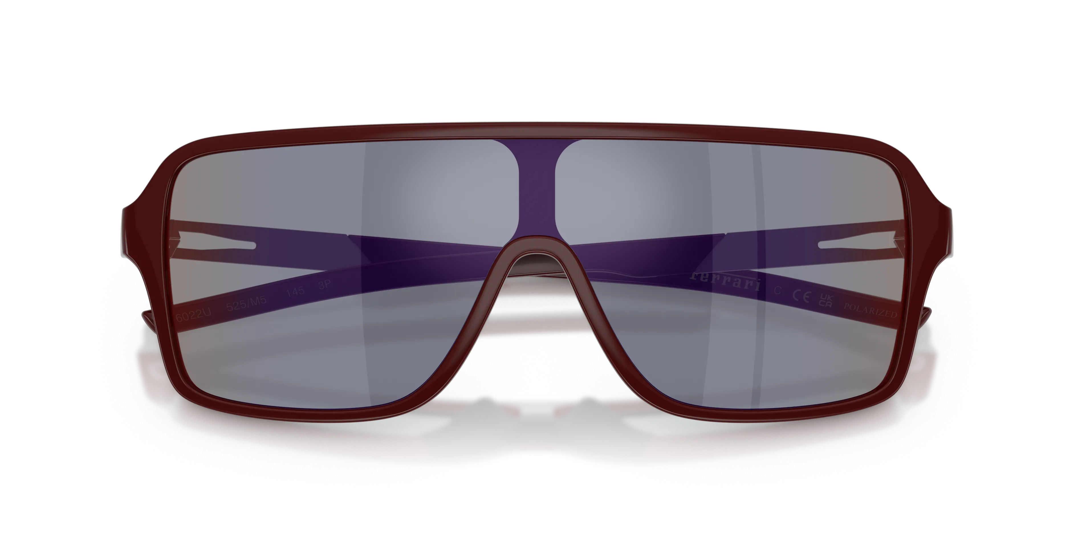 Ferrari Scuderia FZ6022U 525/M5 Occhiali da sole Iniettato Bordeaux Giallo Squadrata Polarizzata - immagine 2