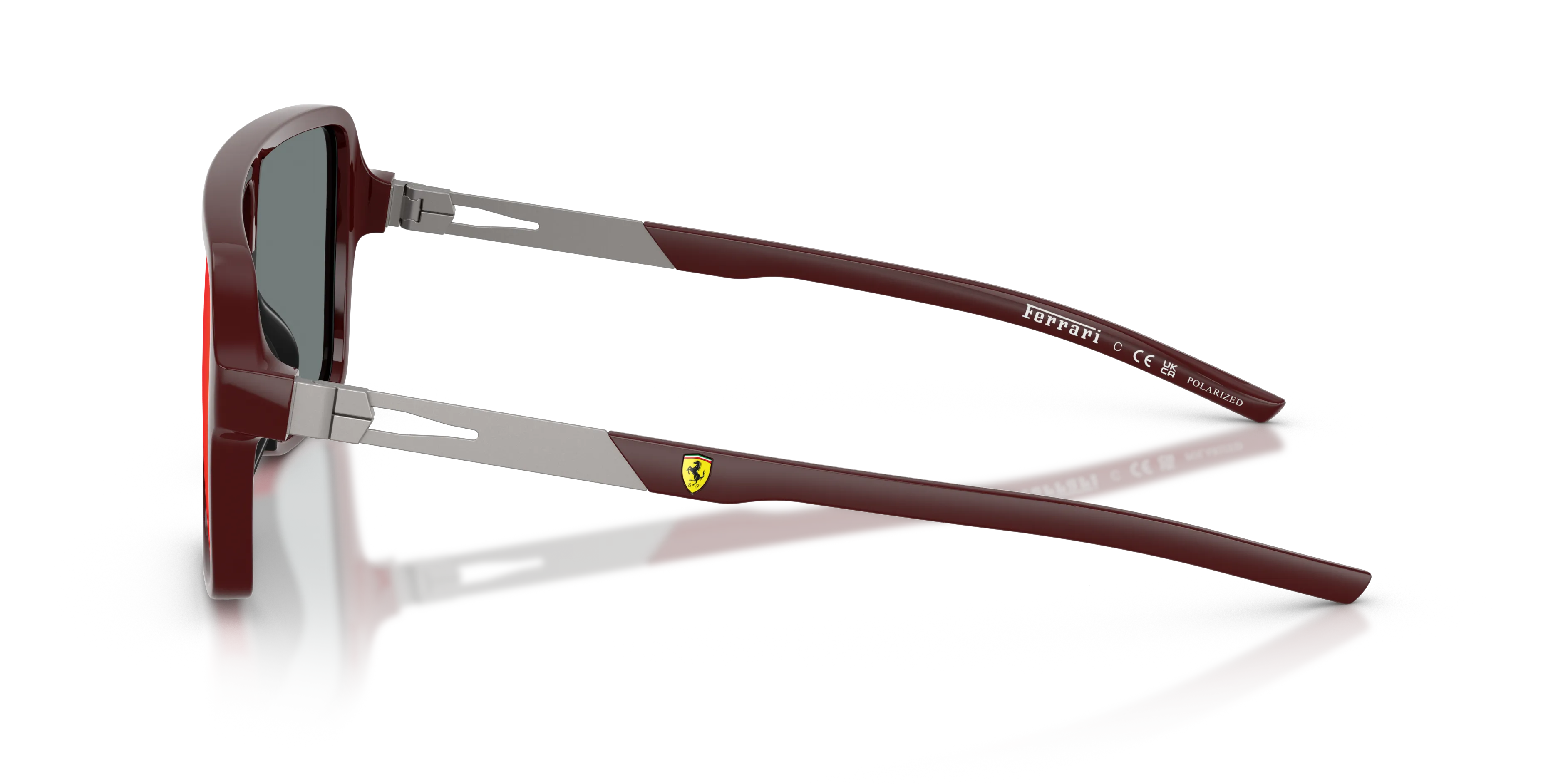 Ferrari Scuderia FZ6022U 525/M5 Occhiali da sole Iniettato Bordeaux Giallo Squadrata Polarizzata - immagine 4