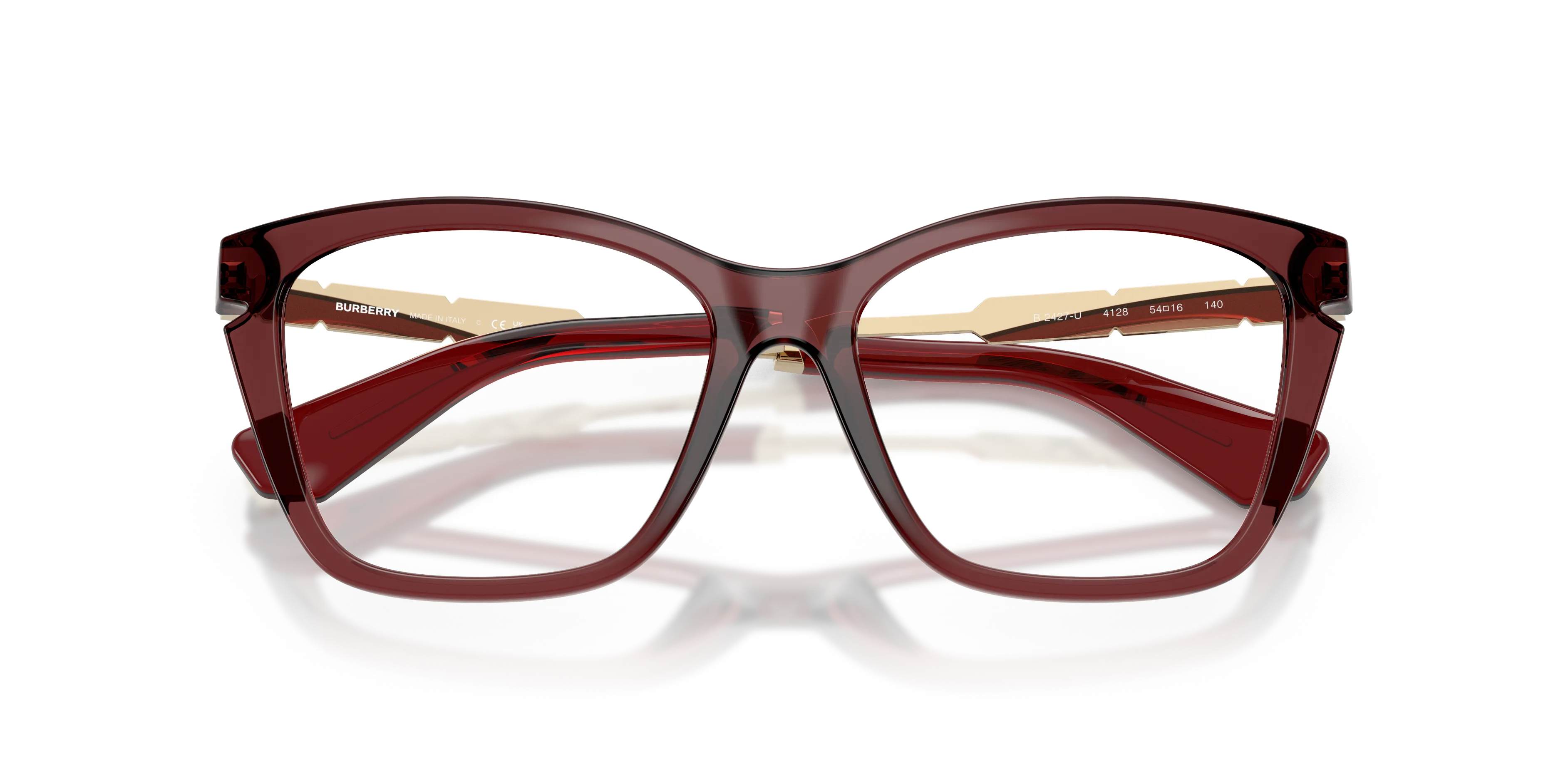 Burberry BE2427U 4128 Montature da vista Iniettato Rosso Cat Eye Normale - immagine 2