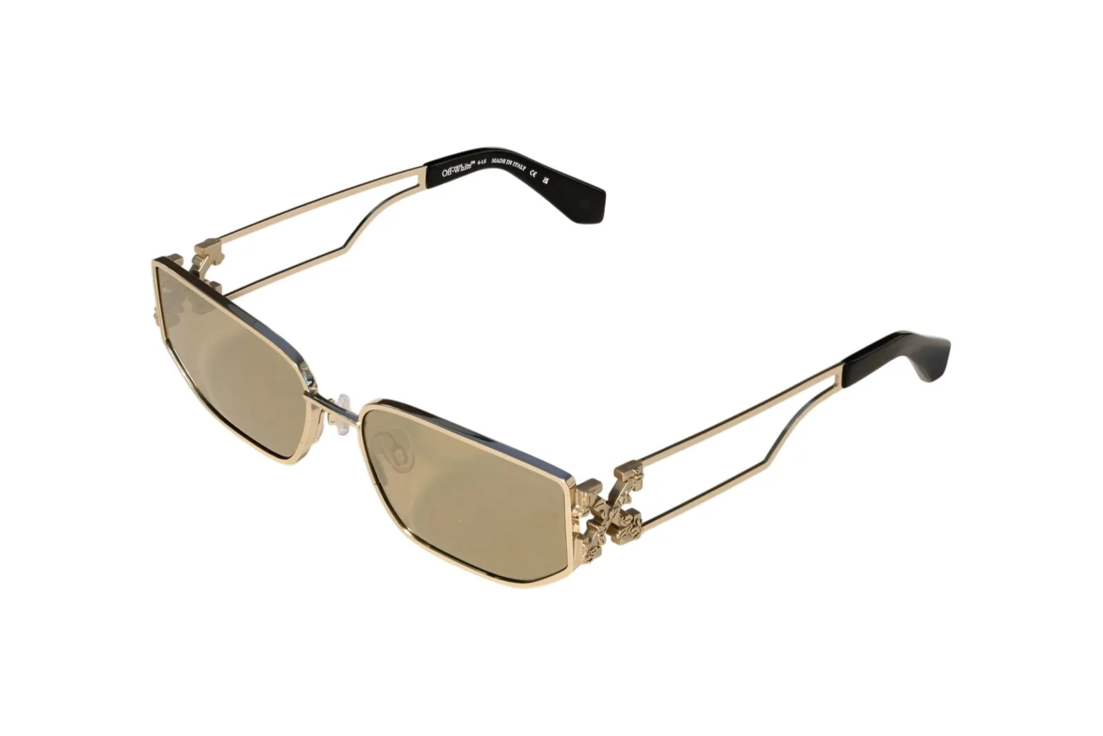 Off-White OW1027 ALLEN 7674 Occhiali da sole Metallo Oro Marrone Squadrata Specchiate - immagine 1