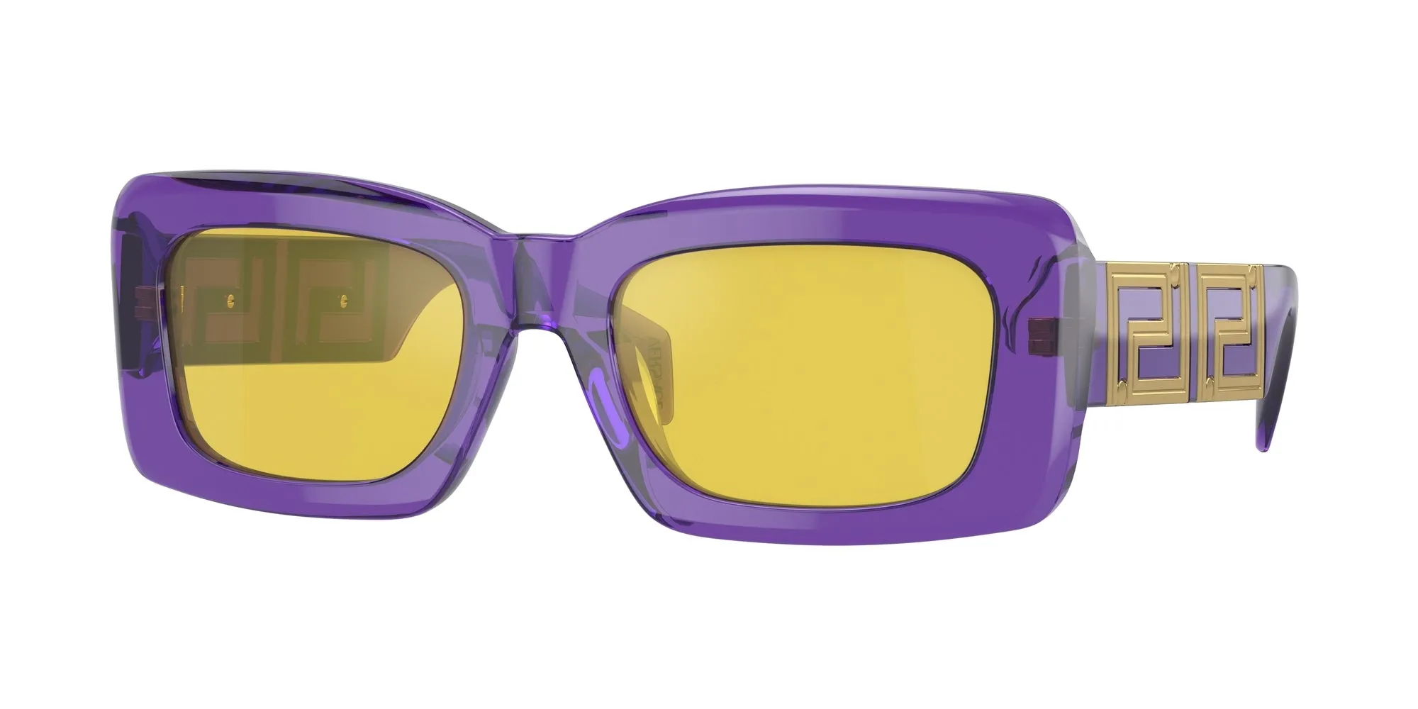 Versace VE4444U 5408V9 Occhiali da sole Acetato Viola Giallo Squadrata Normale Specchiato - immagine 1