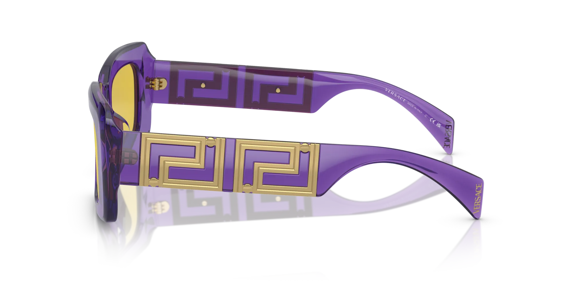 Versace VE4444U 5408V9 Occhiali da sole Acetato Viola Giallo Squadrata Normale Specchiato - immagine 4