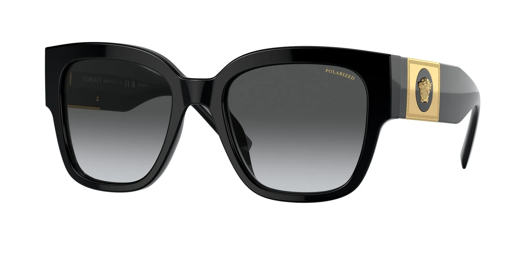Versace VE4437U GB1/T3 Occhiali da sole Acetato Nero Grigio Pillow Polarizzata Sfumato - immagine 1