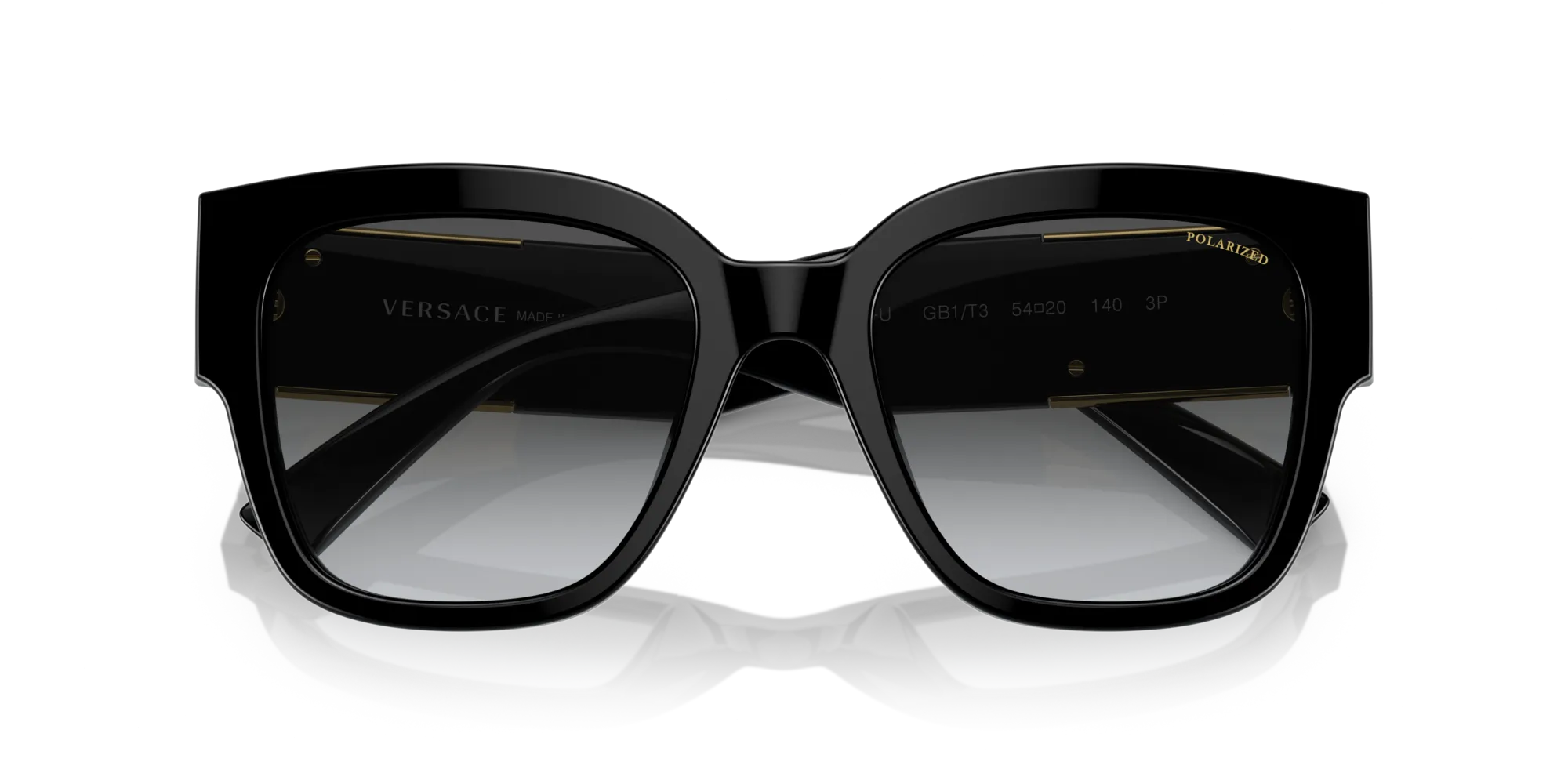 Versace VE4437U GB1/T3 Occhiali da sole Acetato Nero Grigio Pillow Polarizzata Sfumato - immagine 2