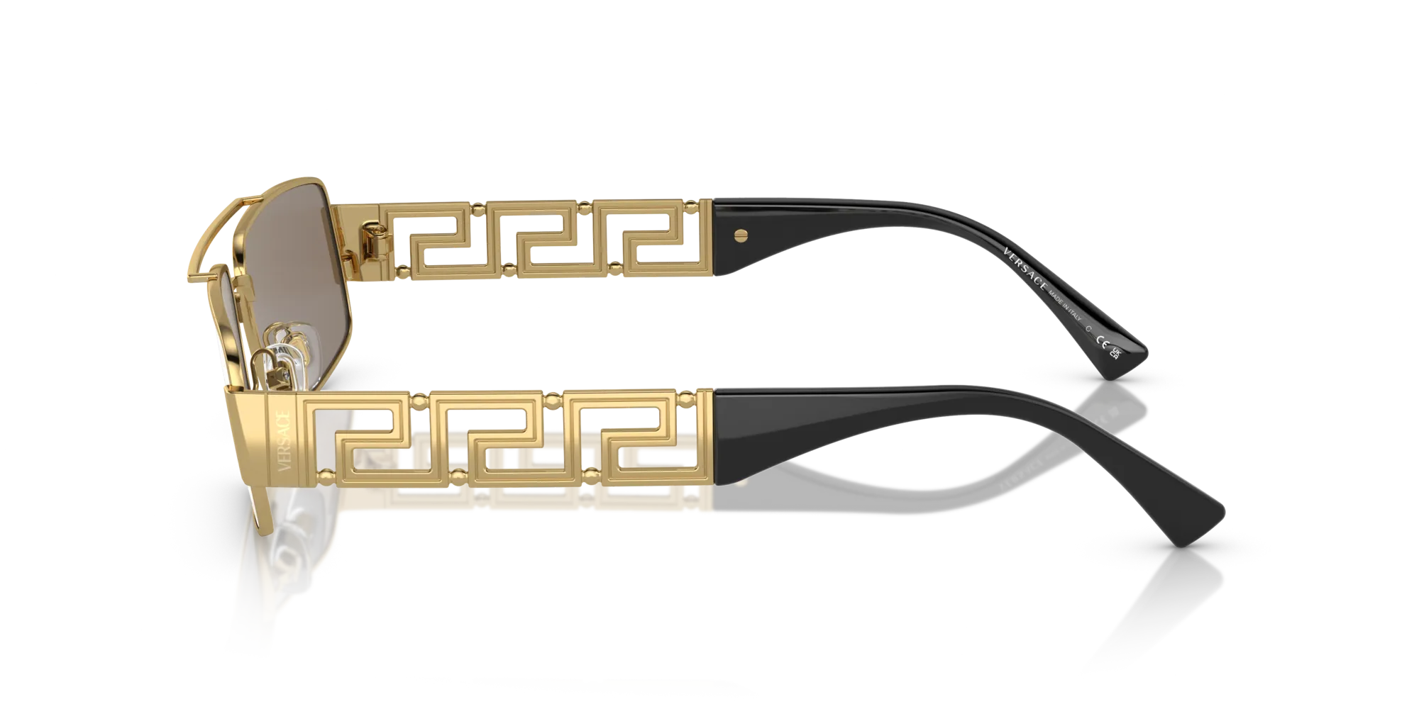 Versace VE2257 10025A Occhiali da sole Metallo Oro Marrone Squadrata Specchiate Specchiato - immagine 4