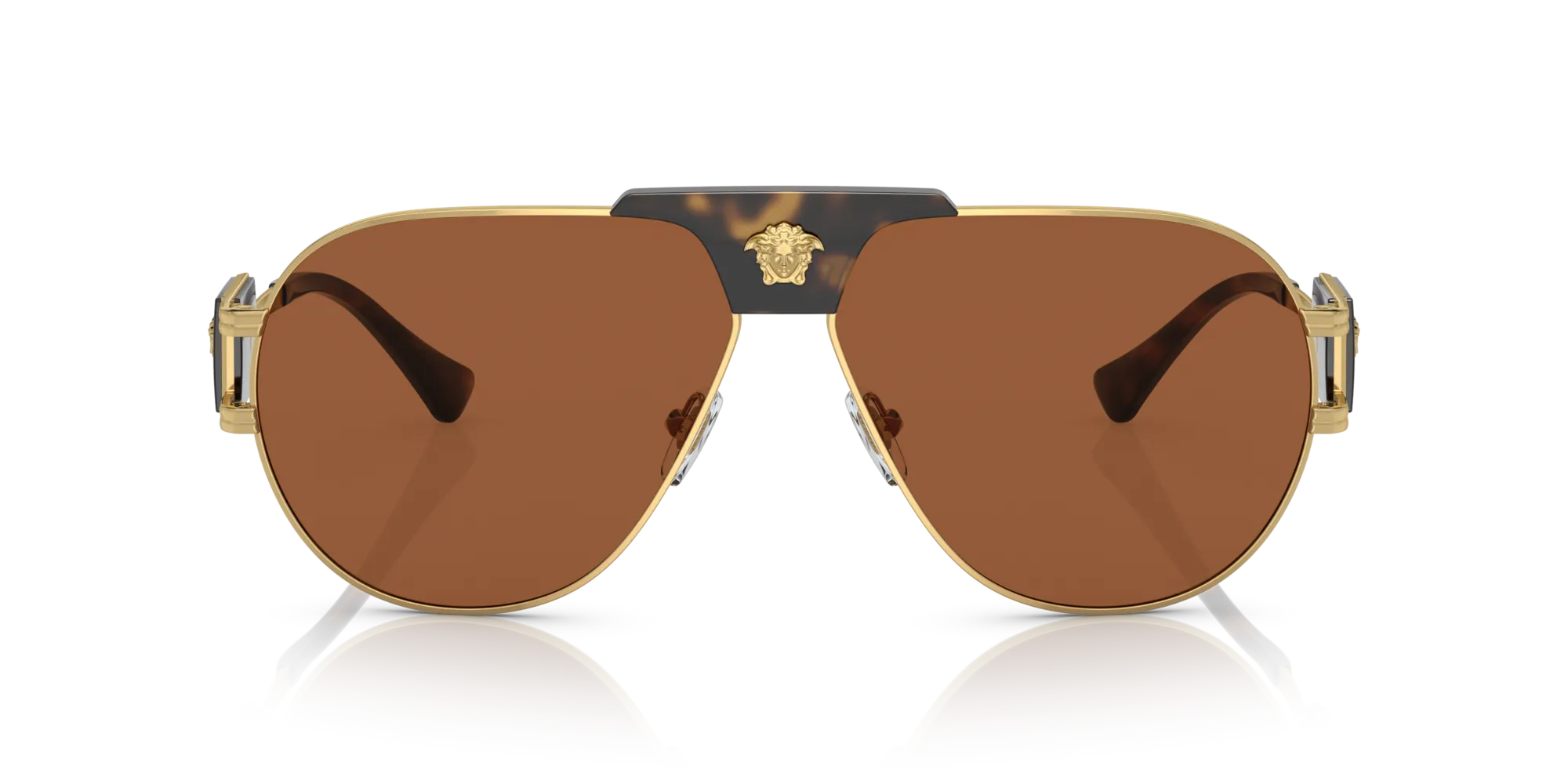 Versace VE2252 147073 Occhiali da sole Acciaio Oro Marrone Pilot Normale - immagine 3