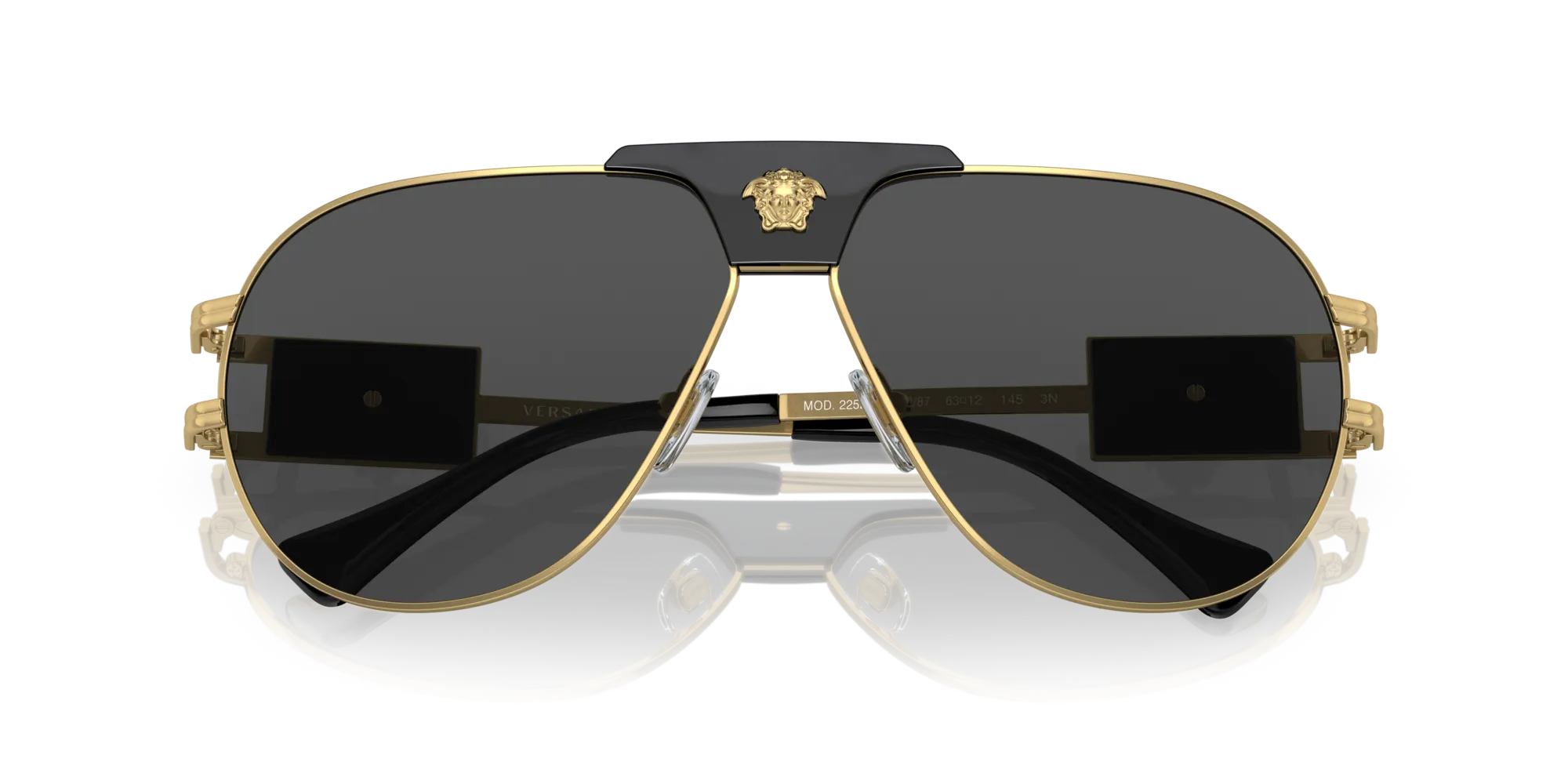 Versace VE2252 100287 Occhiali da sole Acciaio Oro Grigio Pilot Normale - immagine 2