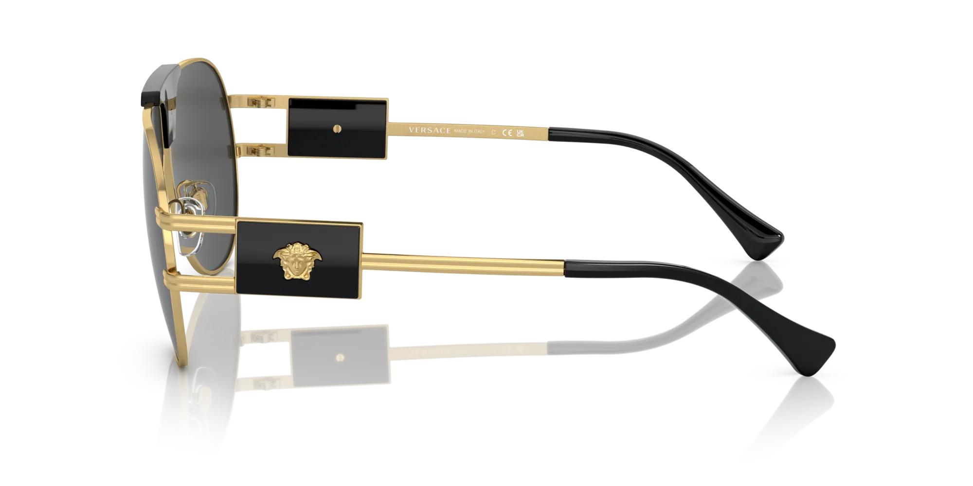 Versace VE2252 100287 Occhiali da sole Acciaio Oro Grigio Pilot Normale - immagine 4