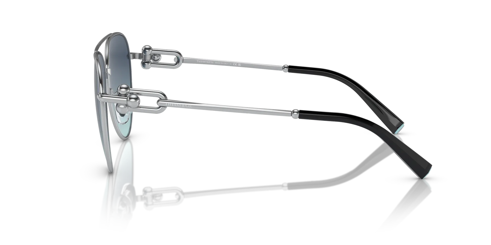 Tiffany TF3092 60019S Occhiali da sole Metallo Argento Blu Pilot Normale Sfumato - immagine 4