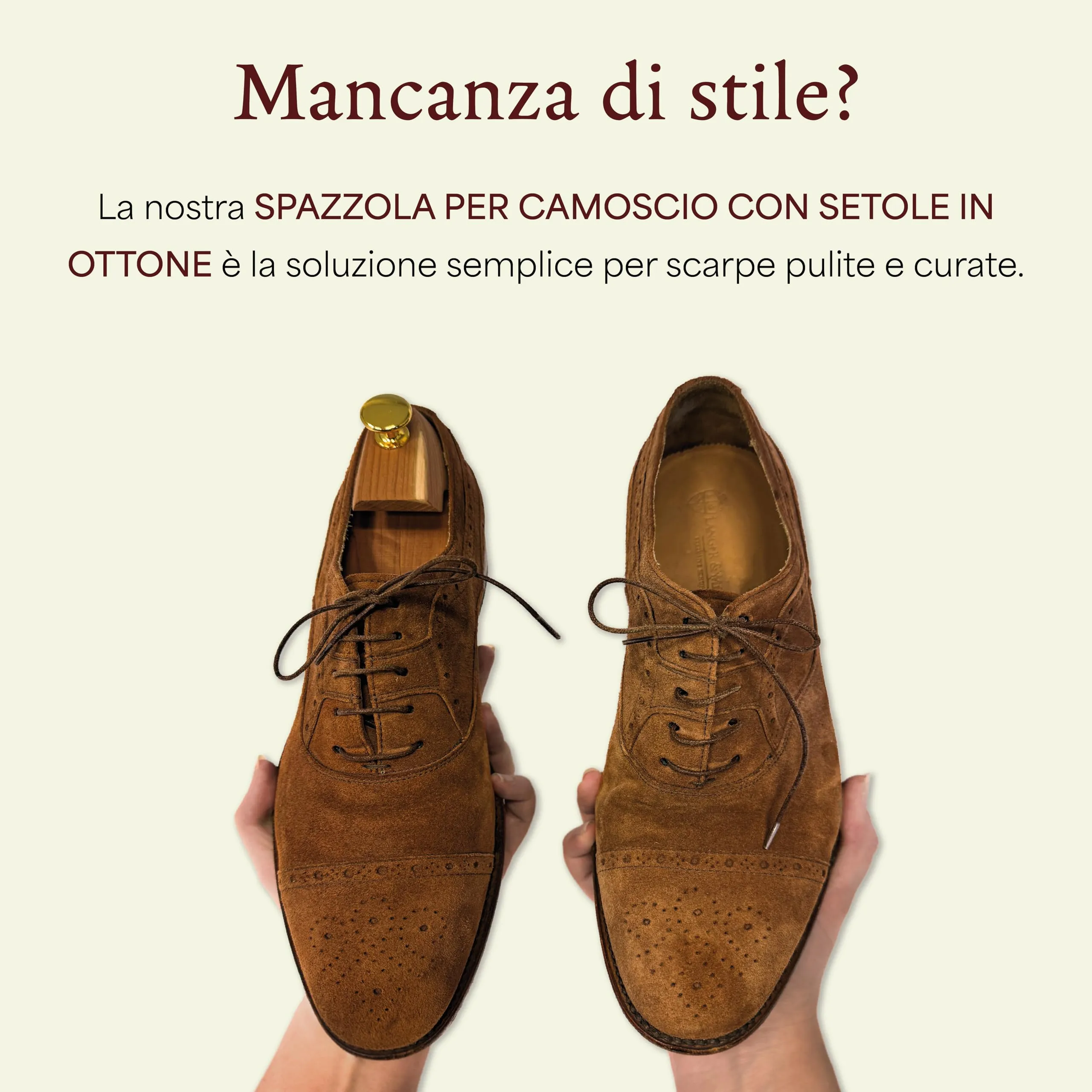 Langer & Messmer Spazzola di setole artificiale e ottone per la pulizia delle scarpe in pelle scamosciata (camoscio nabuk) - immagine 2