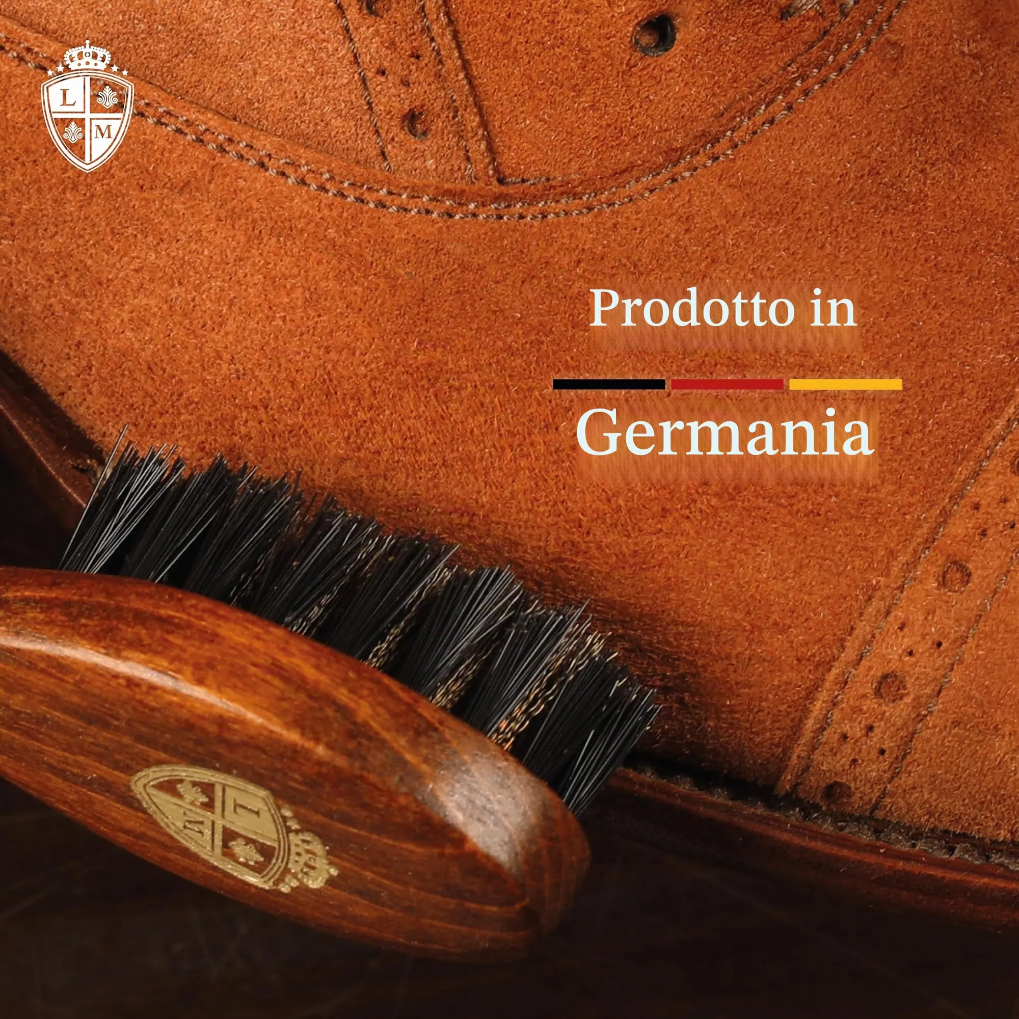 Langer & Messmer Spazzola di setole artificiale e ottone per la pulizia delle scarpe in pelle scamosciata (camoscio nabuk) - immagine 7