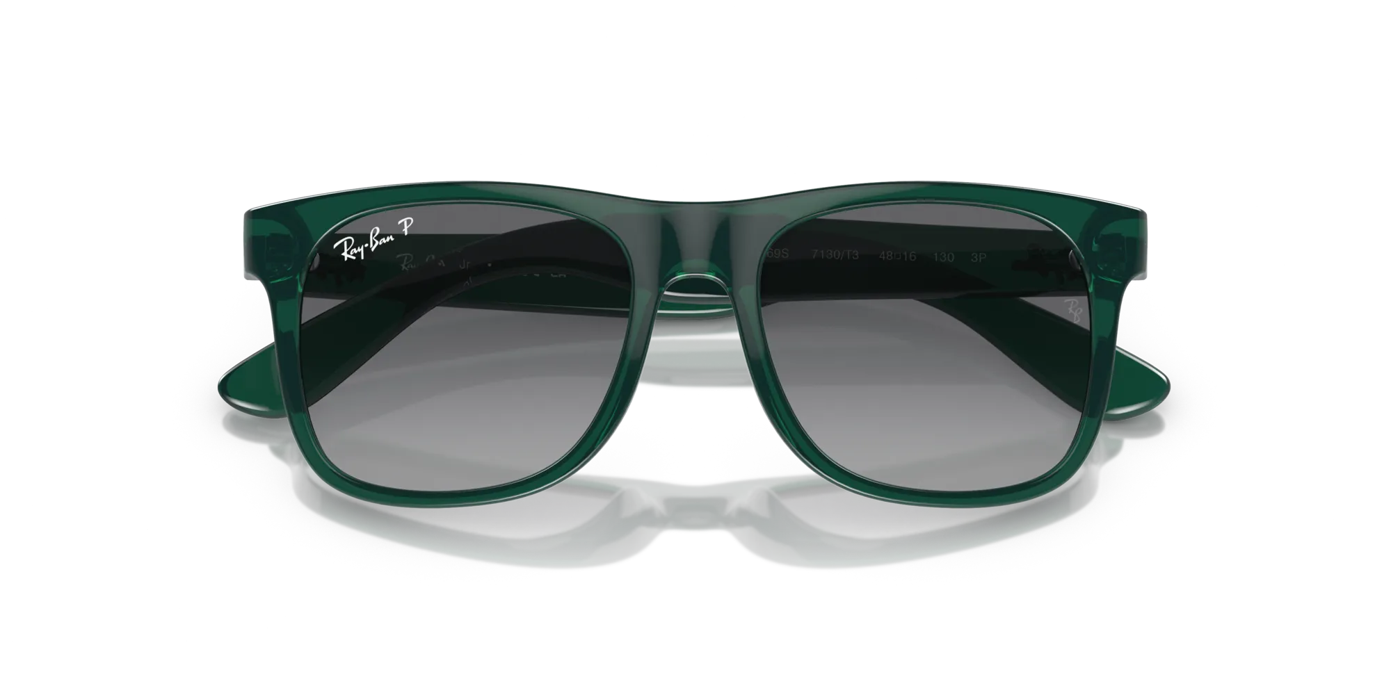 Ray - Ban RJ9069S JUNIOR JUSTIN 7130T3 Occhiali da sole Iniettato Verde Grigio Squadrata Polarizzata Sfumato - immagine 2