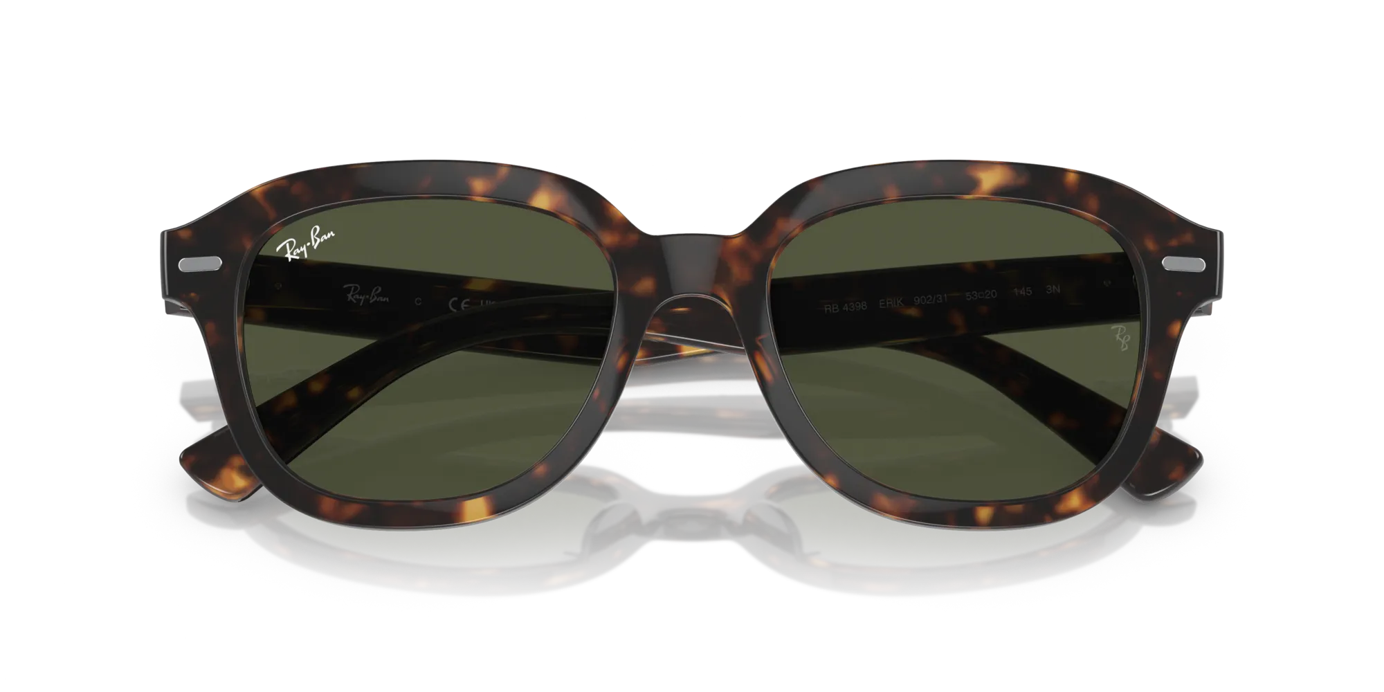 Ray - Ban RB4398 ERIK 902/31 Occhiali da sole Acetato Tartaruga Verde Squadrata Normale - immagine 2