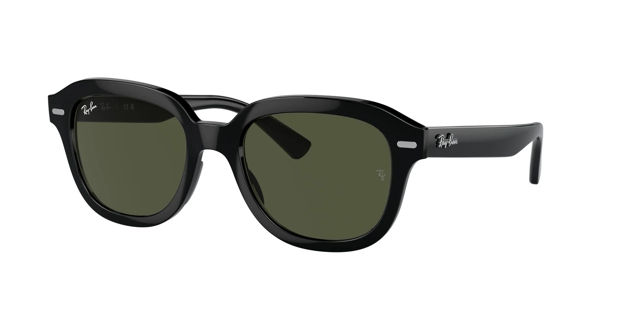 Ray - Ban RB4398 ERIK 901/31 Occhiali da sole Iniettato Nero Verde Squadrata Normale - immagine 1
