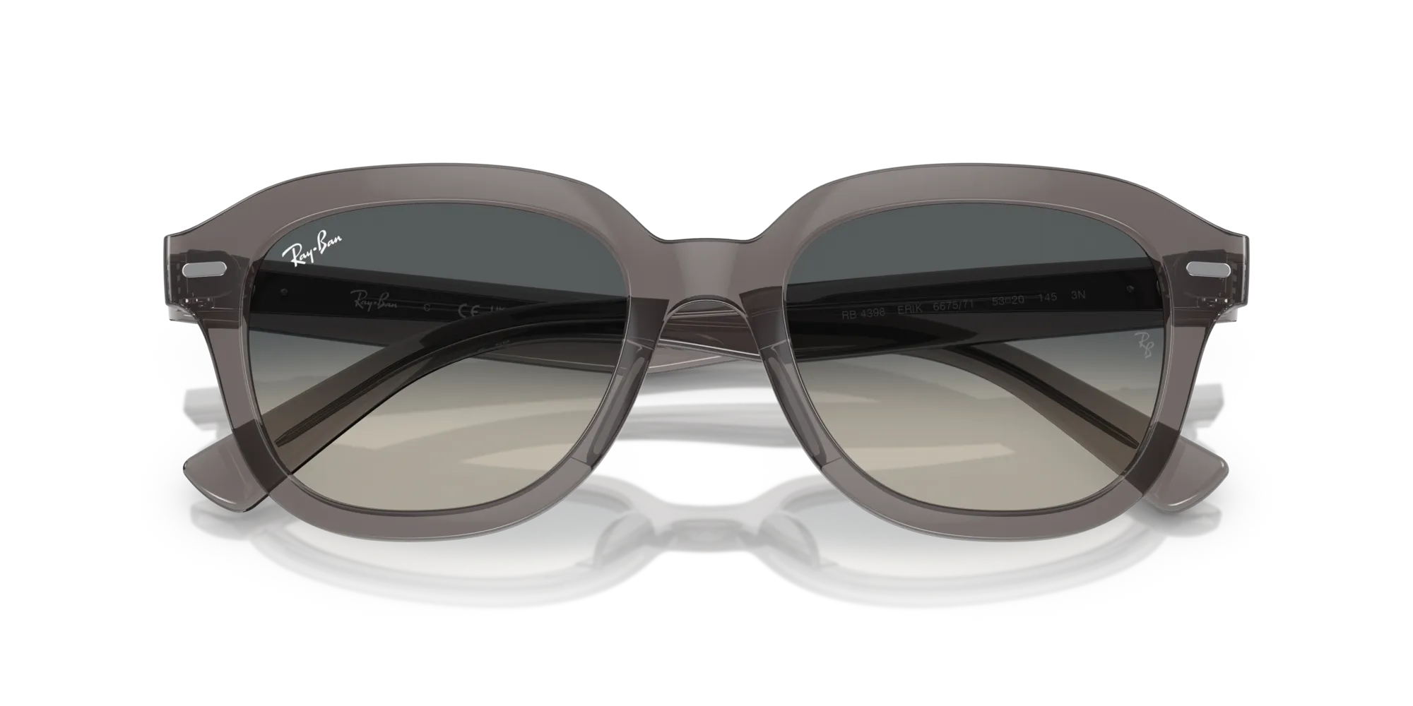 Ray - Ban RB4398 ERIK 667571 Occhiali da sole Acetato Grigio Grigio Squadrata Normale Sfumato - immagine 2