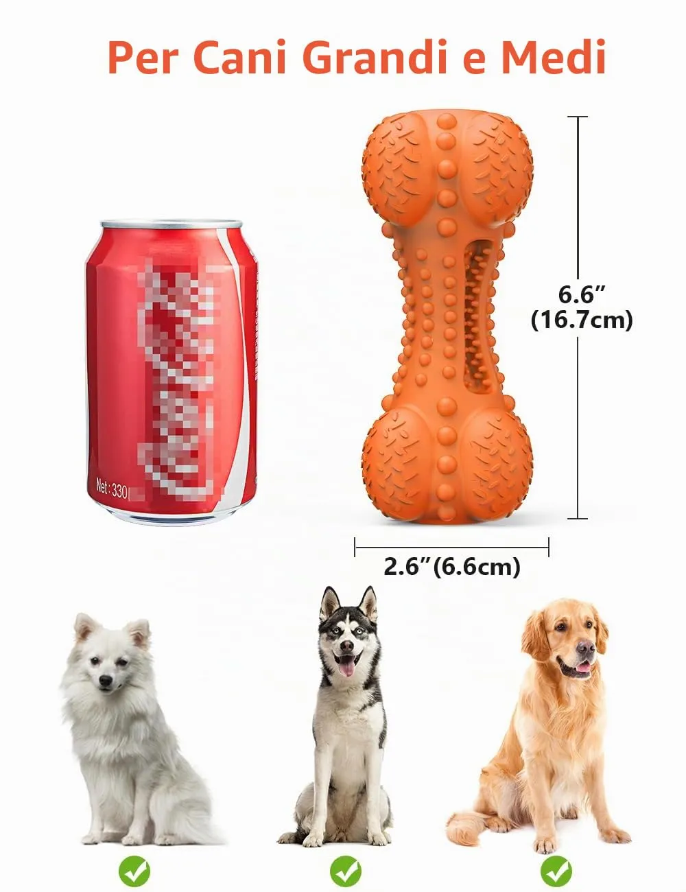 SCHITEC Giocattoli per Cani con Squeaker & Gioco Interattivo - Indistruttibile Giocattolo da Masticare per Masticatori Aggressivi, con Osso in Gomma per Pulire i Denti per Cani Medi e Grandi - immagine 6