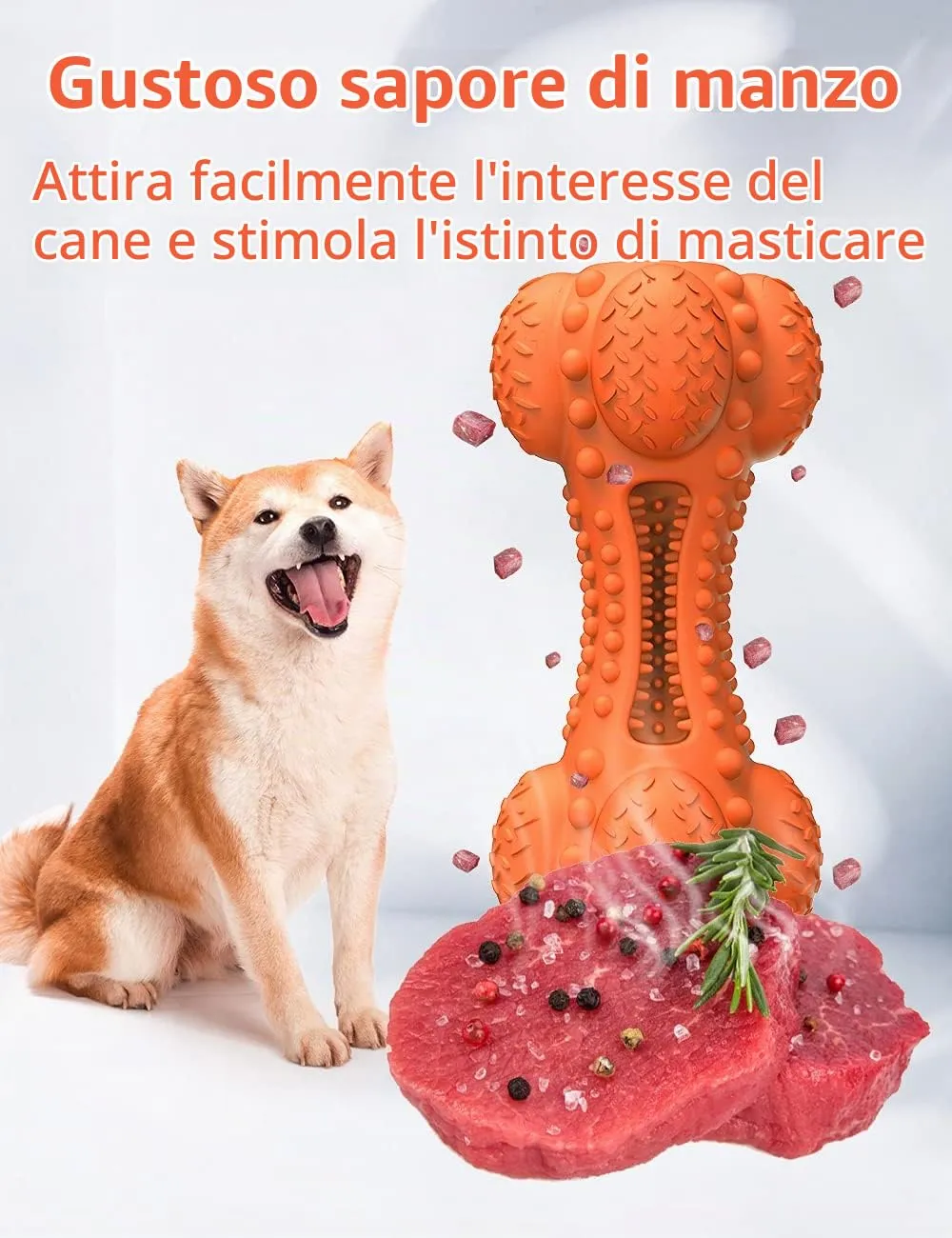 SCHITEC Giocattoli per Cani con Squeaker & Gioco Interattivo - Indistruttibile Giocattolo da Masticare per Masticatori Aggressivi, con Osso in Gomma per Pulire i Denti per Cani Medi e Grandi - immagine 7