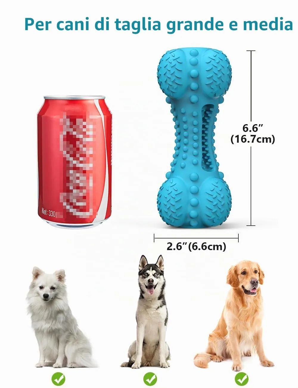 SCHITEC Giocattoli Indistruttibili per Cani - Gioco da Masticare Interattivo con Osso di Gomma e Squeaker, Ideale per Pulire i Denti e Svigorare Cani Medio-Grandi - immagine 6