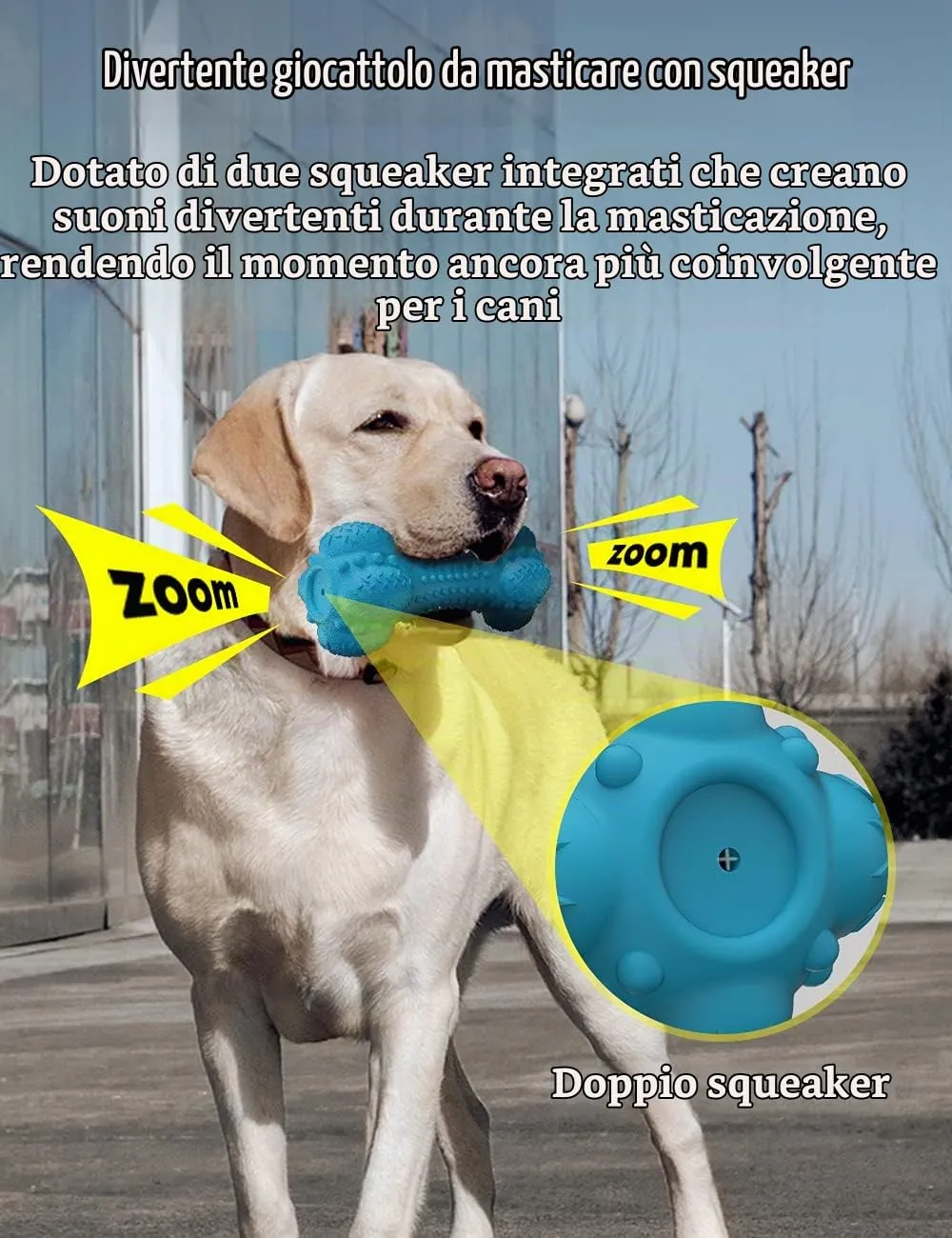 2 Pezzi Giocattoli da Masticare per Cani Giocattoli per Cani indistruttibili e striduli per Masticazioni Aggressive Giocattoli per Cani in Gomma di Taglia Grande per la Pulizia dei Denti - immagine 2