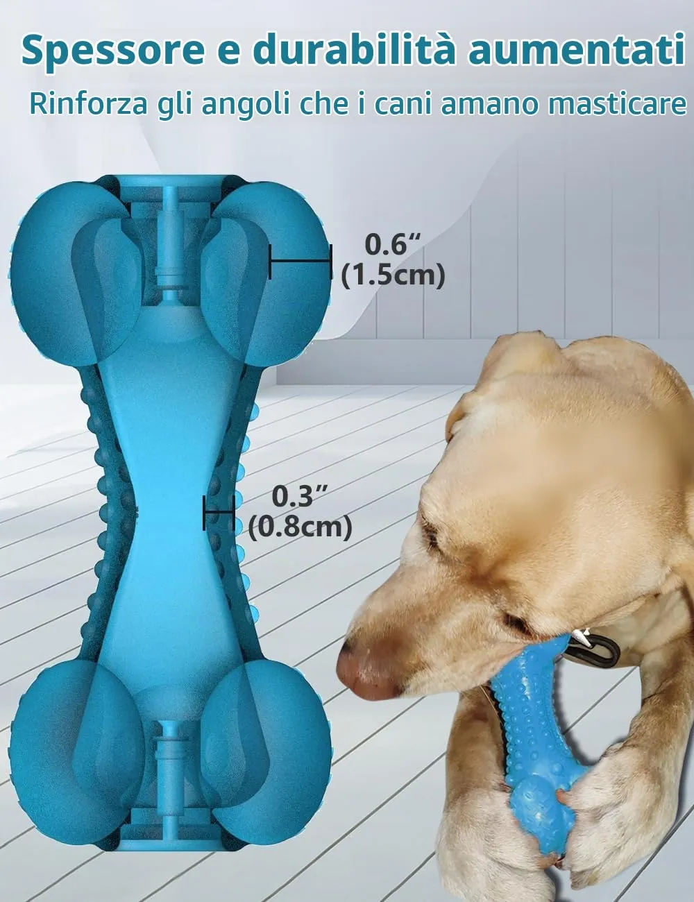 2 Pezzi Giocattoli da Masticare per Cani Giocattoli per Cani indistruttibili e striduli per Masticazioni Aggressive Giocattoli per Cani in Gomma di Taglia Grande per la Pulizia dei Denti - immagine 4