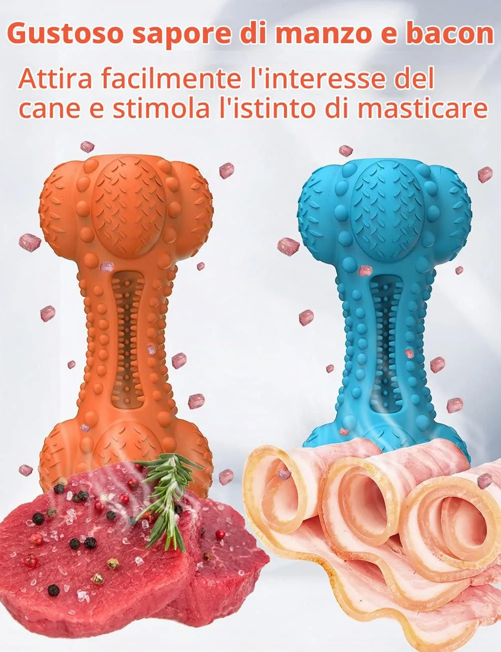 2 Pezzi Giocattoli da Masticare per Cani Giocattoli per Cani indistruttibili e striduli per Masticazioni Aggressive Giocattoli per Cani in Gomma di Taglia Grande per la Pulizia dei Denti - immagine 7