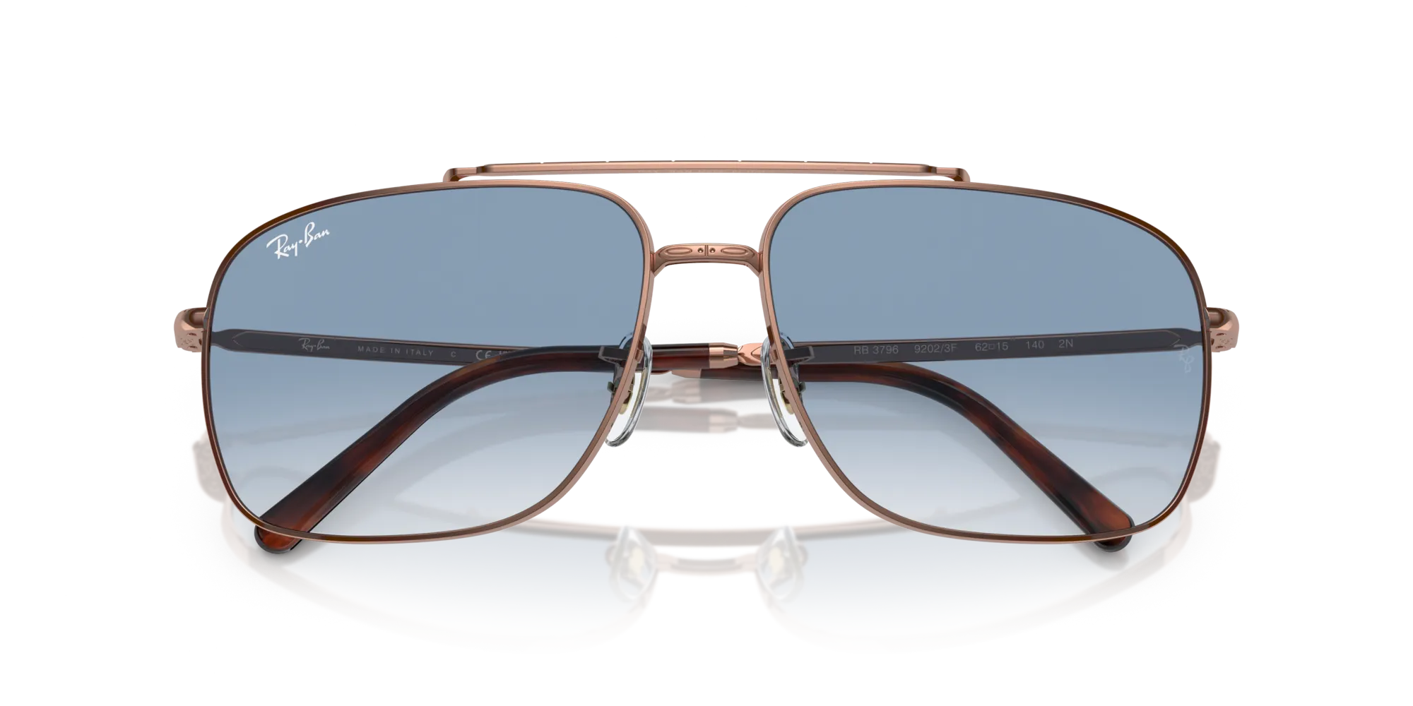 Ray - Ban RB3796 92023F Occhiali da sole Metallo Oro Blu Pillow Normale Sfumato - immagine 2