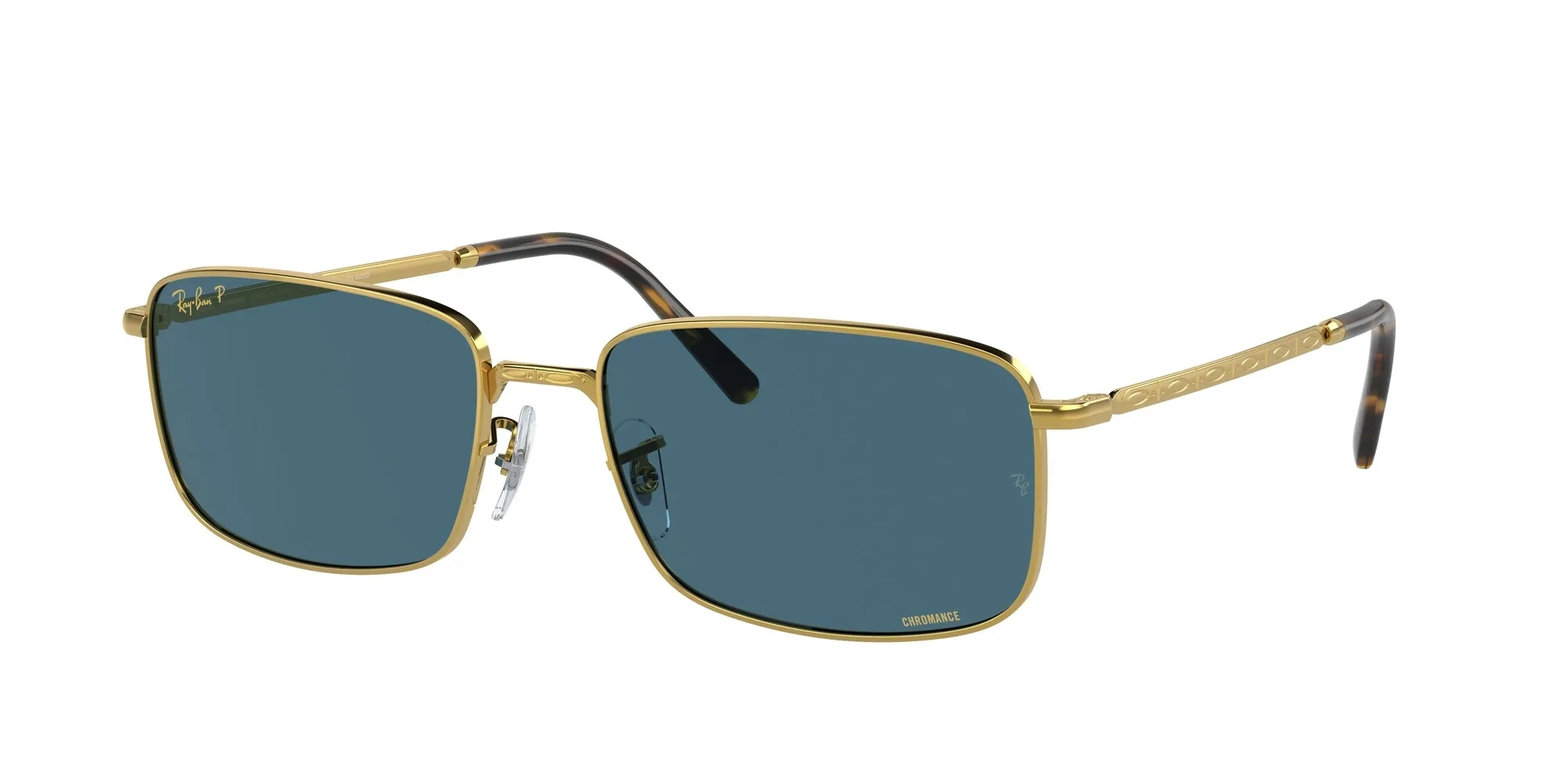 Ray - Ban RB3717 9196S2 Occhiali da sole Metallo Oro Blu Squadrata Polarizzata - immagine 1
