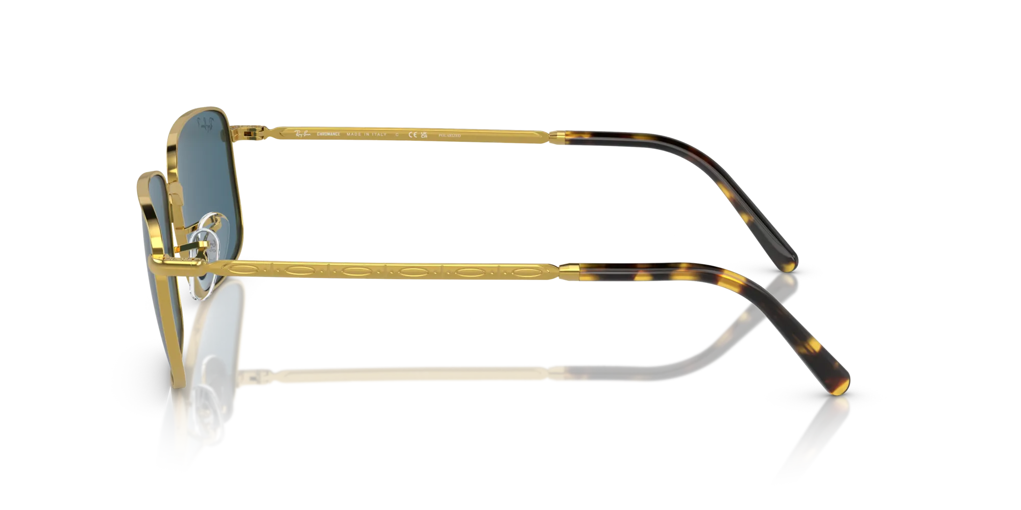Ray - Ban RB3717 9196S2 Occhiali da sole Metallo Oro Blu Squadrata Polarizzata - immagine 4