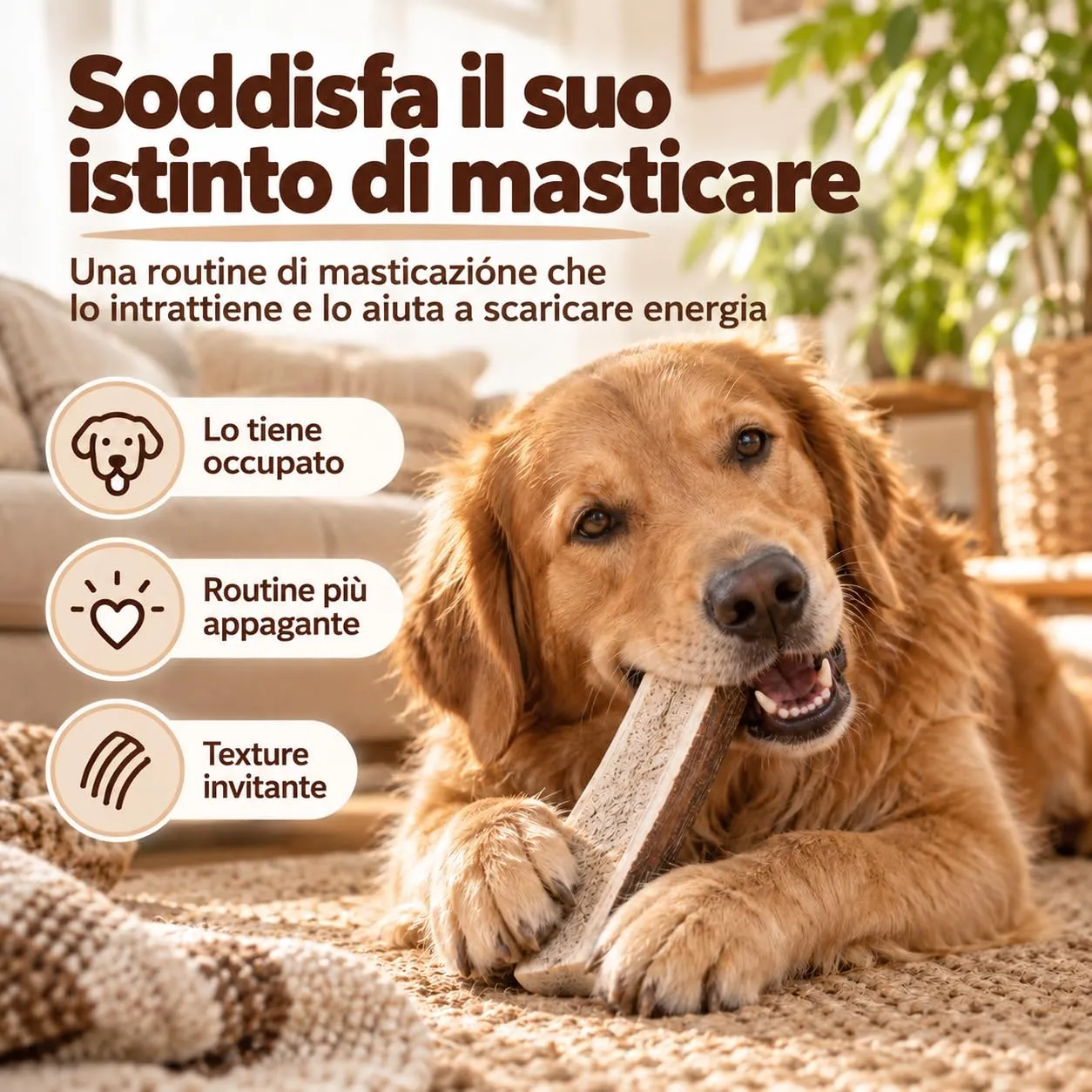 MAIKAI Corno di Cervo per Cani Taglia M Tagliato a Metà – 100% Naturale + Sicuro e Resistente – Masticativo Lunga Durata per Igiene Dentale – Riduce Placca e Tartaro – Regali Per Cani - immagine 5