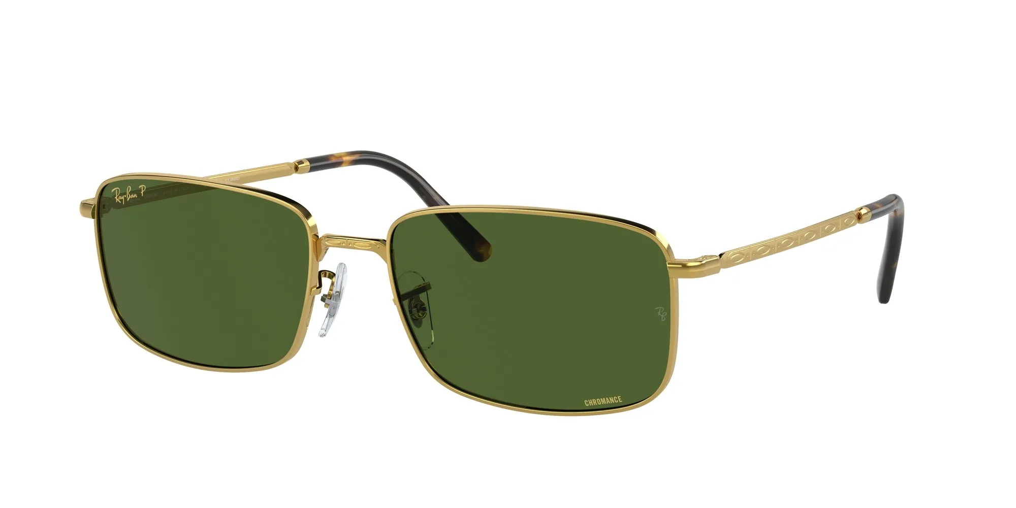 Ray - Ban RB3717 9196P1 Occhiali da sole Metallo Oro Verde Squadrata Polarizzata - immagine 1