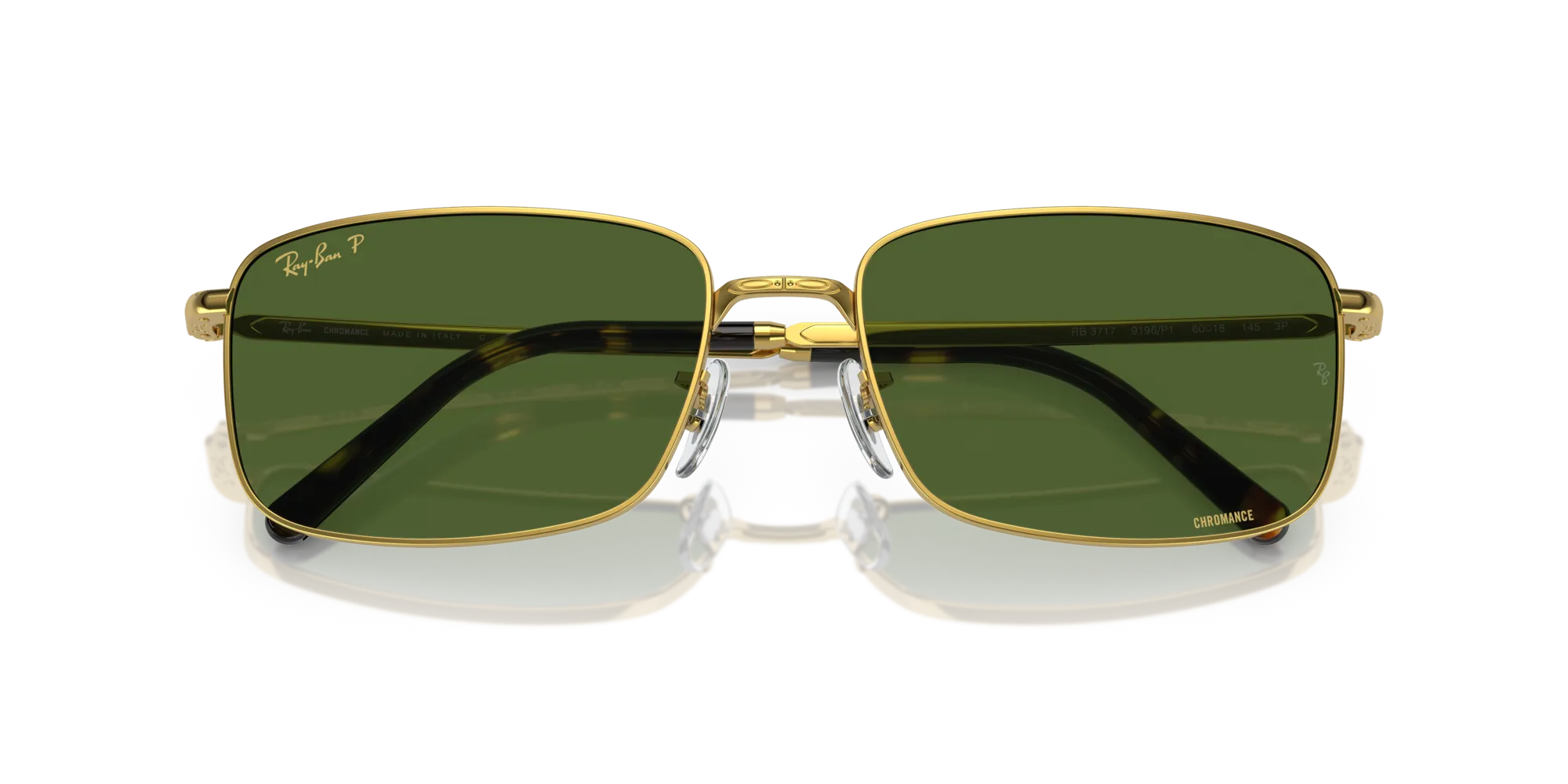 Ray - Ban RB3717 9196P1 Occhiali da sole Metallo Oro Verde Squadrata Polarizzata - immagine 2