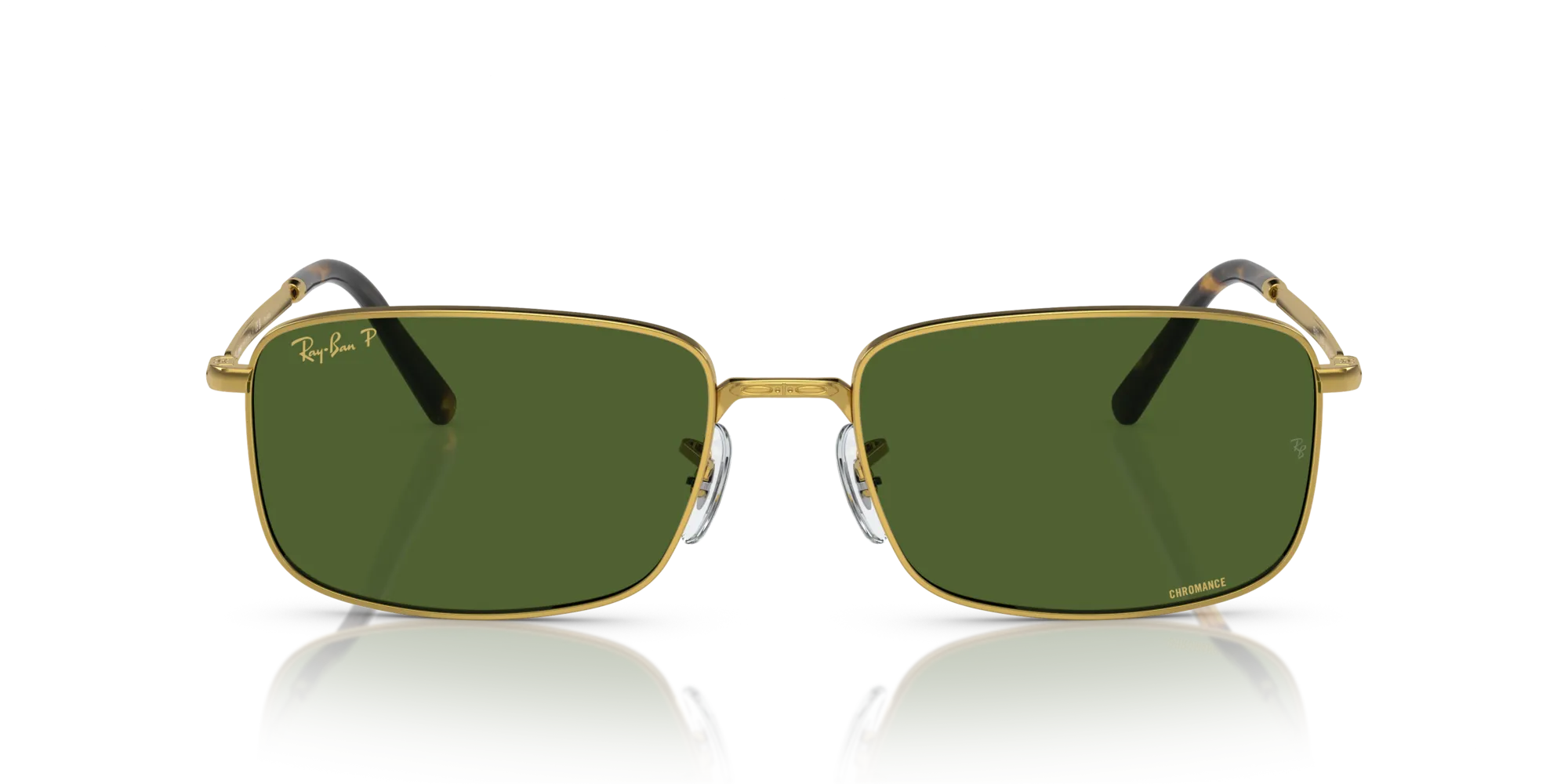 Ray - Ban RB3717 9196P1 Occhiali da sole Metallo Oro Verde Squadrata Polarizzata - immagine 3