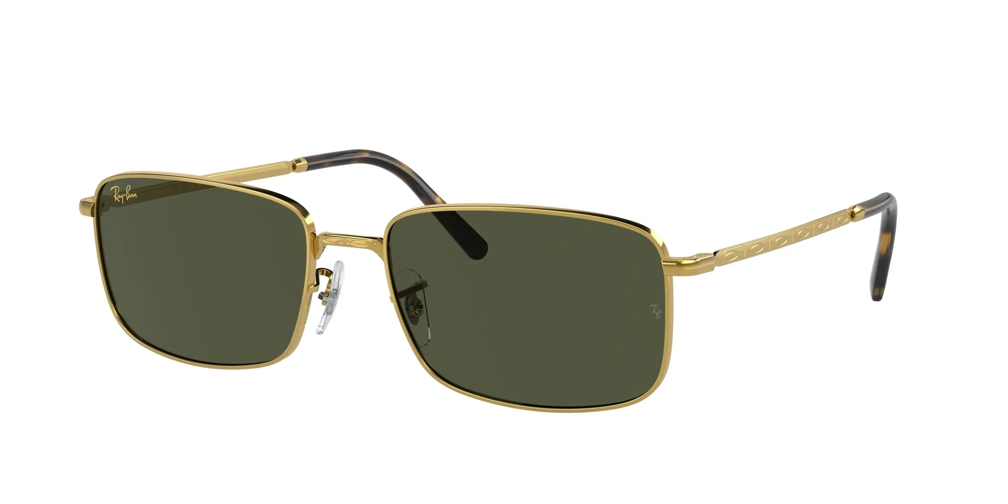 Ray - Ban RB3717 919631 Occhiali da sole Metallo Oro Verde Squadrata Normale - immagine 1