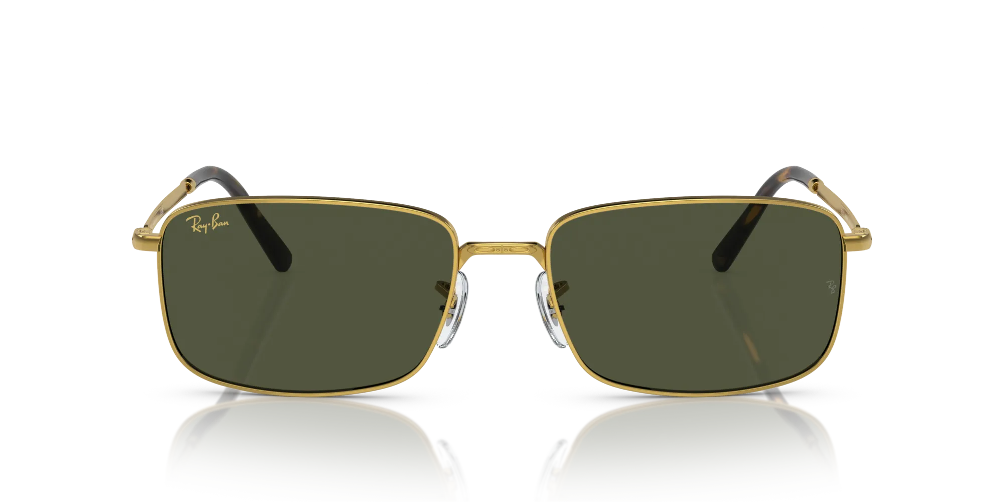 Ray - Ban RB3717 919631 Occhiali da sole Metallo Oro Verde Squadrata Normale - immagine 3