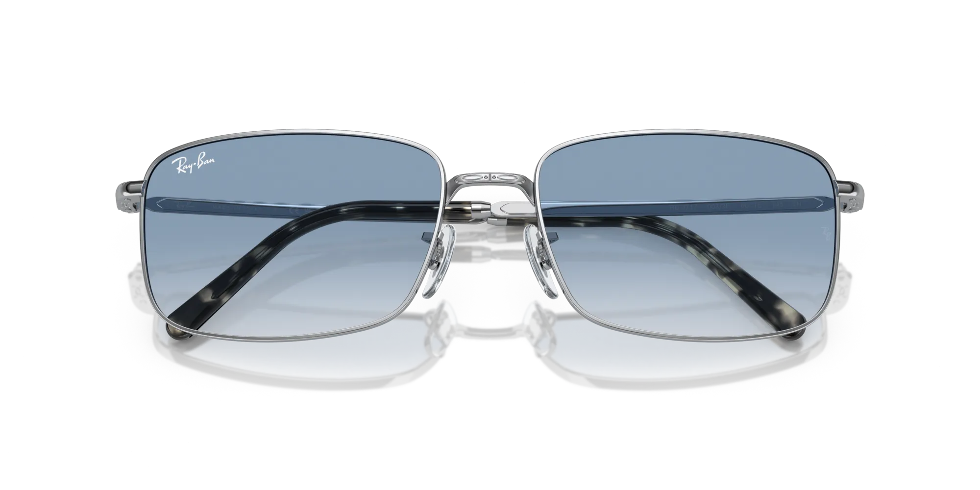 Ray - Ban RB3717 003/3F Occhiali da sole Metallo Argento Blu Squadrata Normale Sfumato - immagine 2