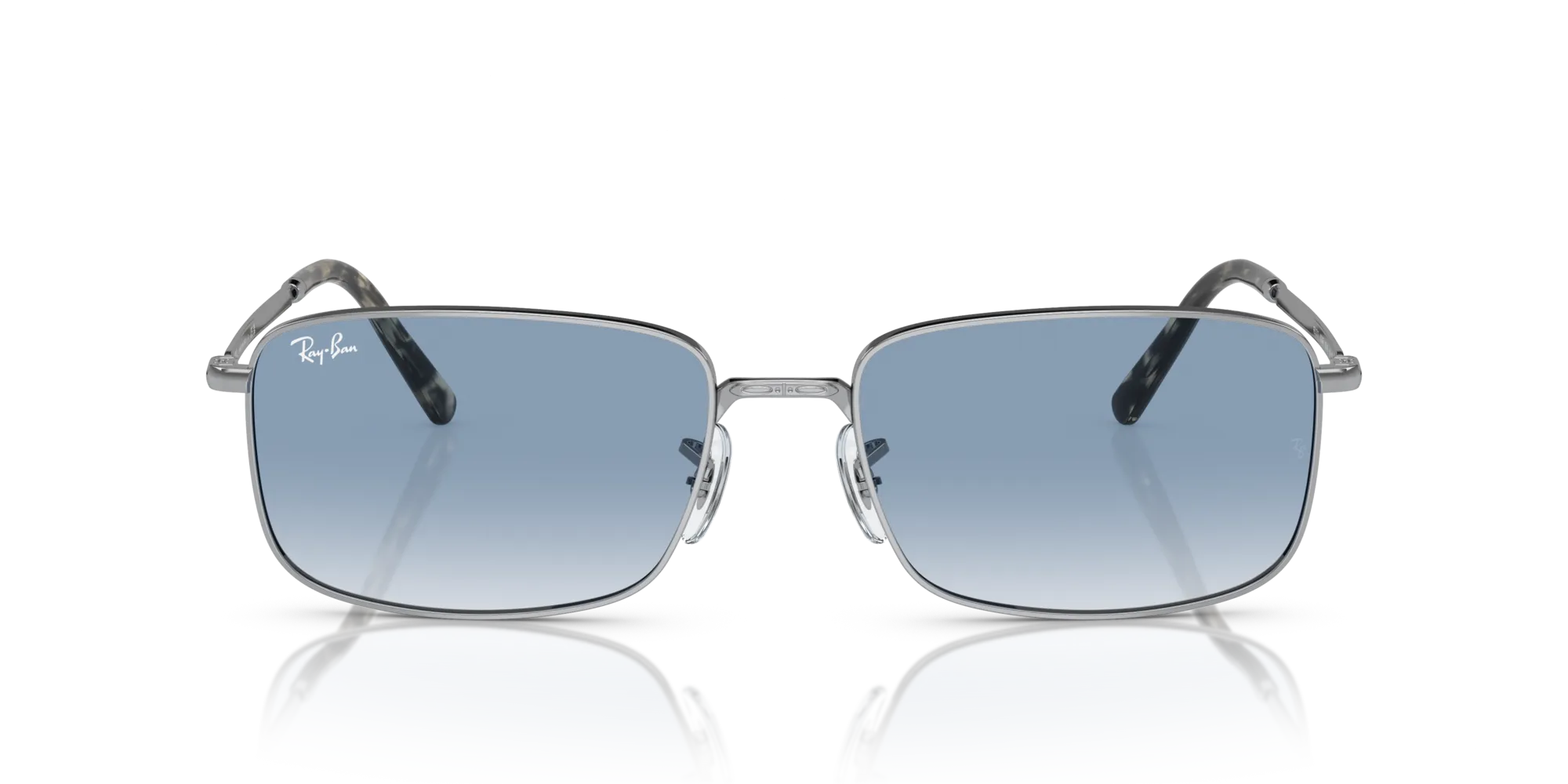 Ray - Ban RB3717 003/3F Occhiali da sole Metallo Argento Blu Squadrata Normale Sfumato - immagine 3