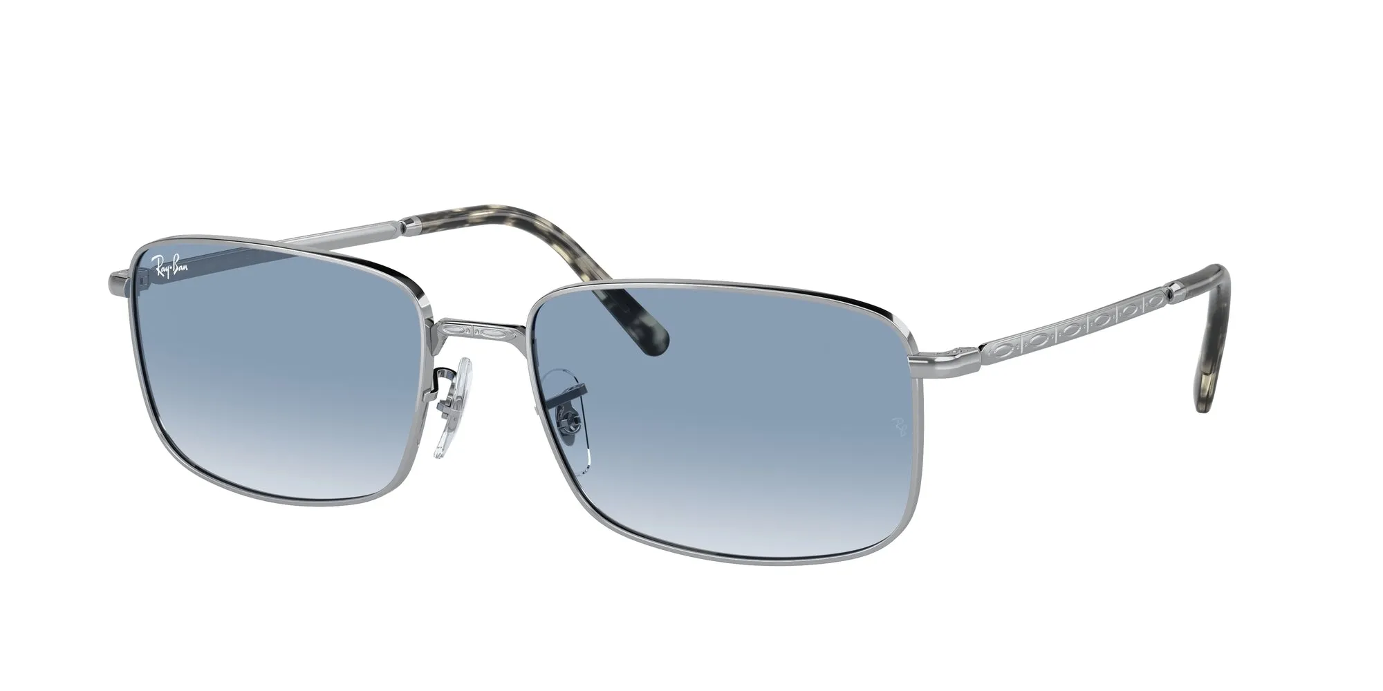 Ray - Ban RB3717 003/3F Occhiali da sole Metallo Argento Blu Squadrata Normale Sfumato - immagine 1